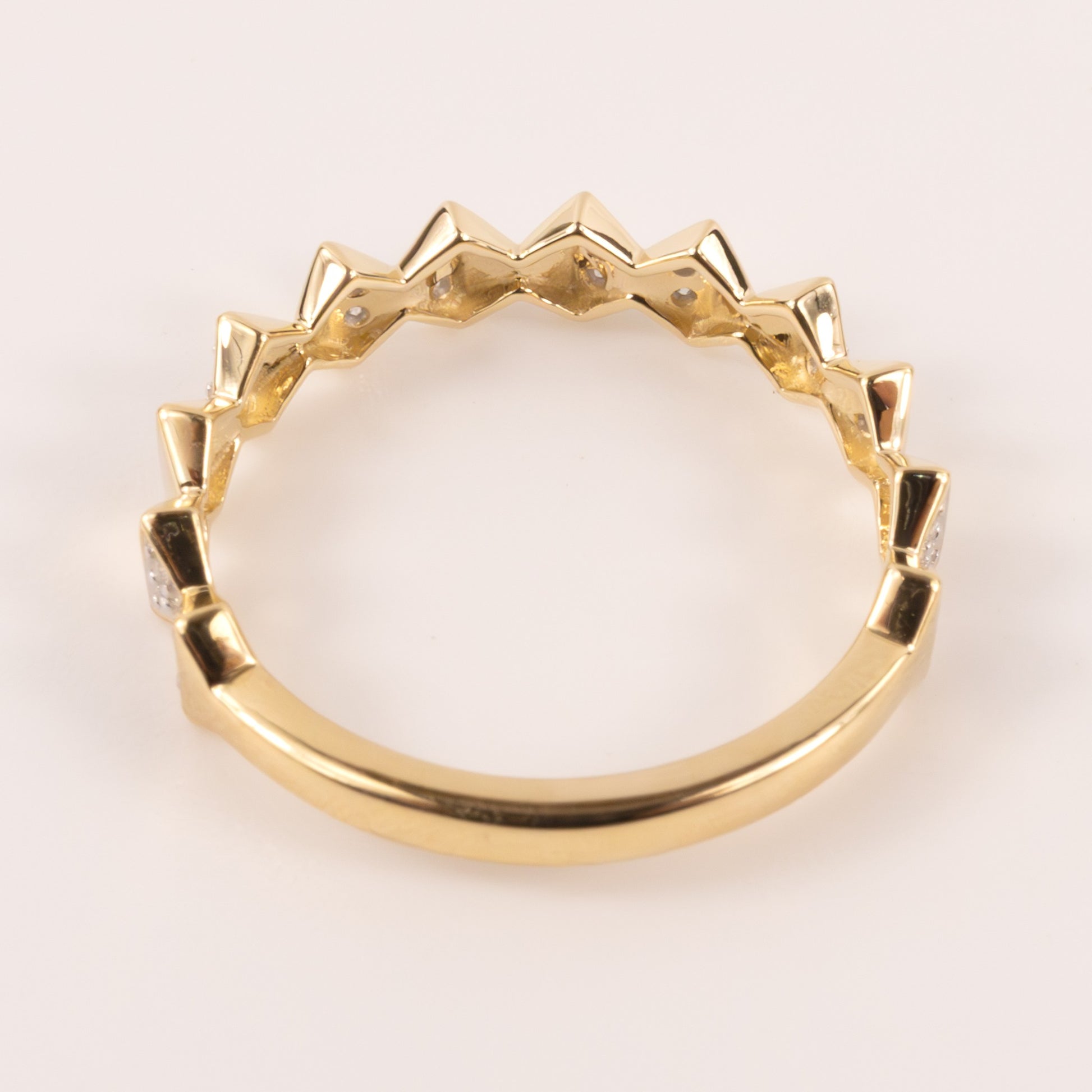 14K Two-Tone Diamond Geometric Band
