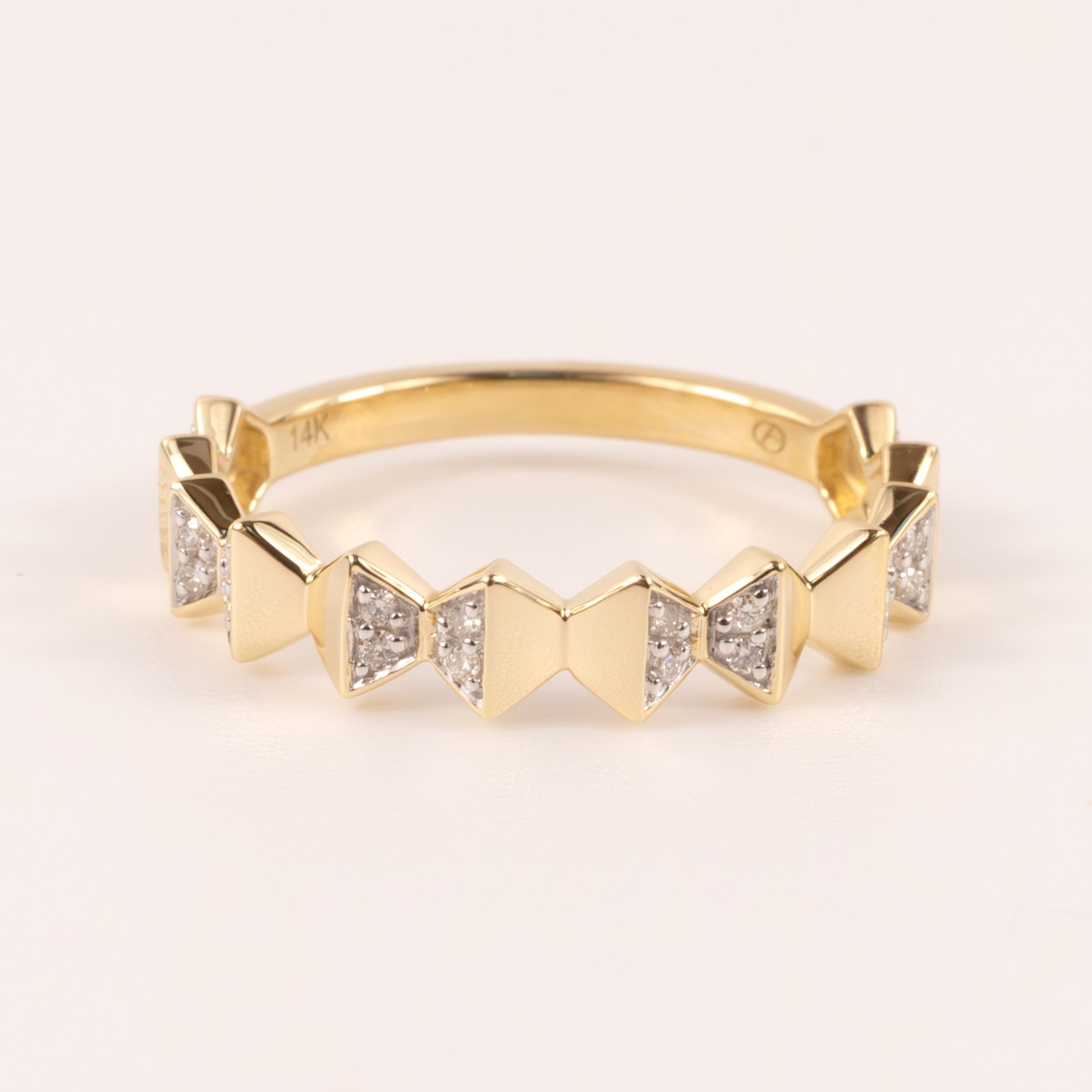 14K Two-Tone Diamond Geometric Band