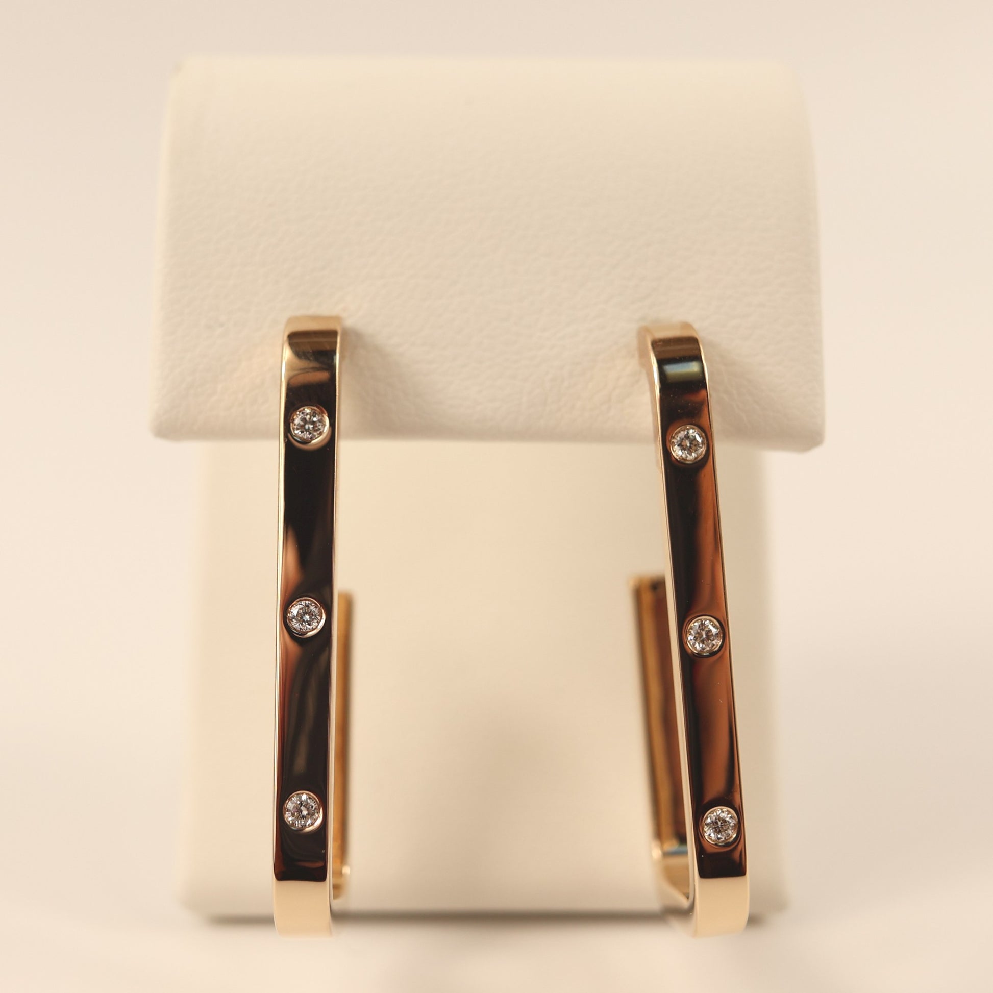 14KYG Diamond Rectangular Open Hoop Earrings