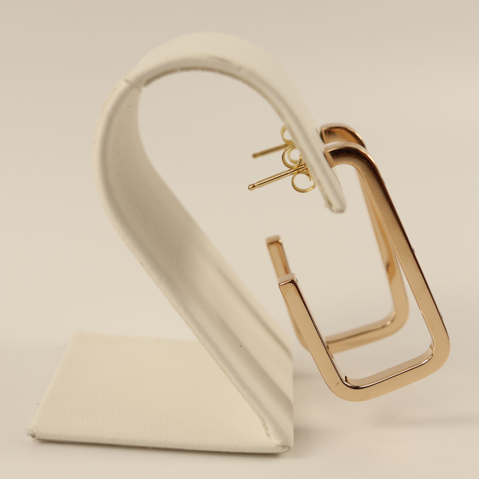 14KYG Diamond Rectangular Open Hoop Earrings