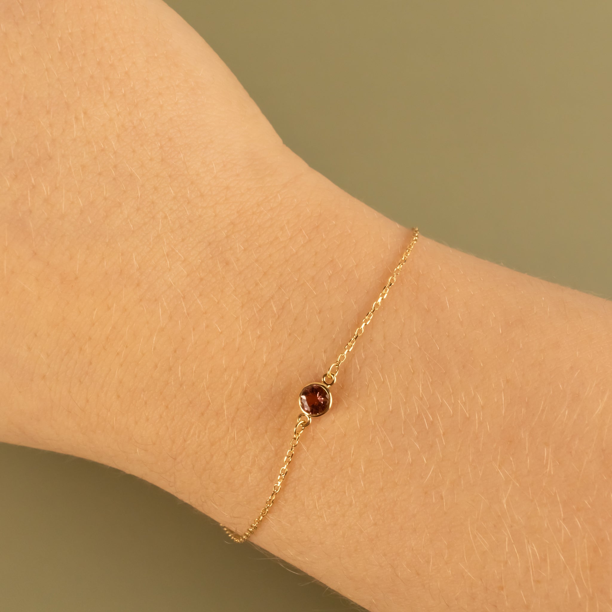 14KYG Pink Tourmaline Bezel Set Bracelet