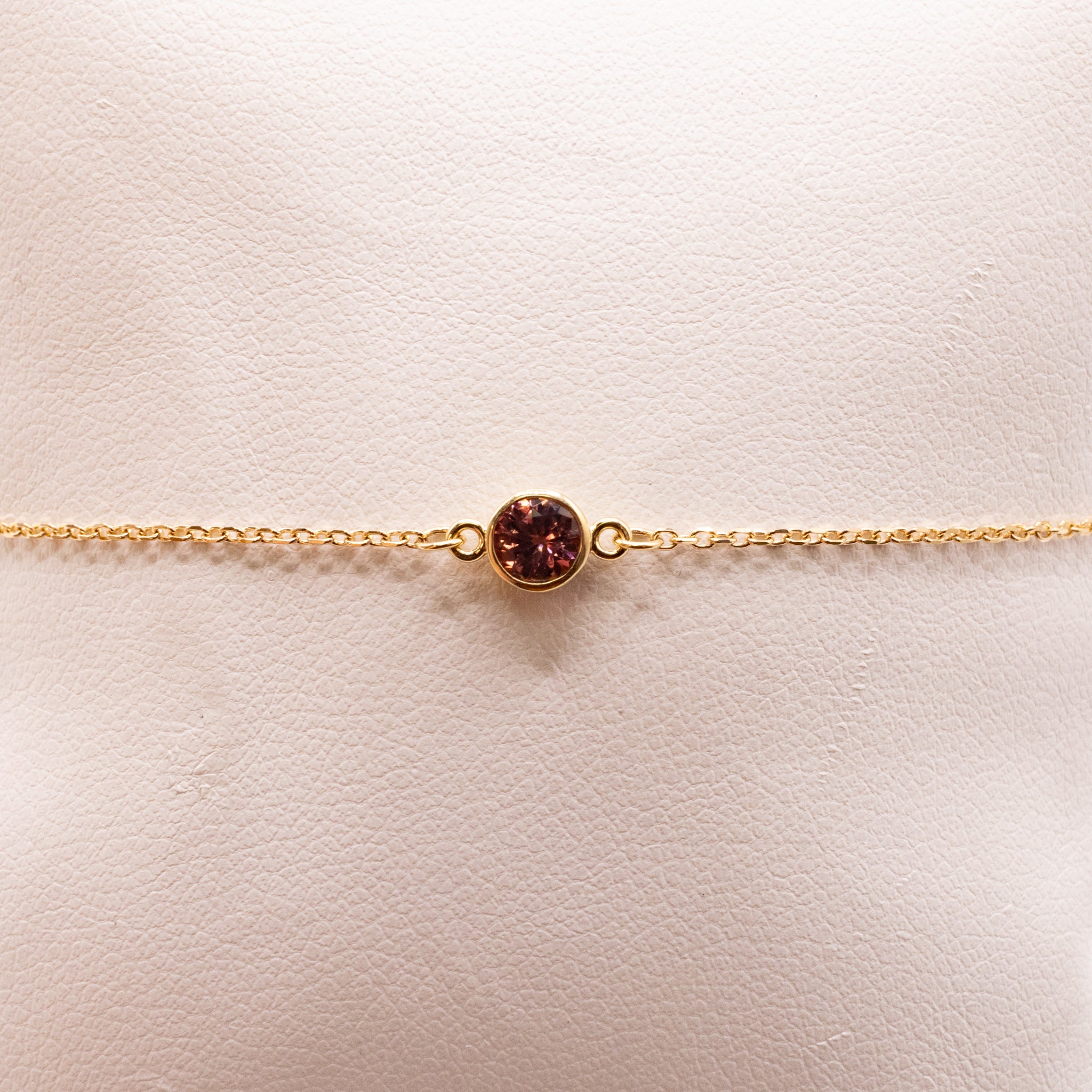 14KYG Pink Tourmaline Bezel Set Bracelet