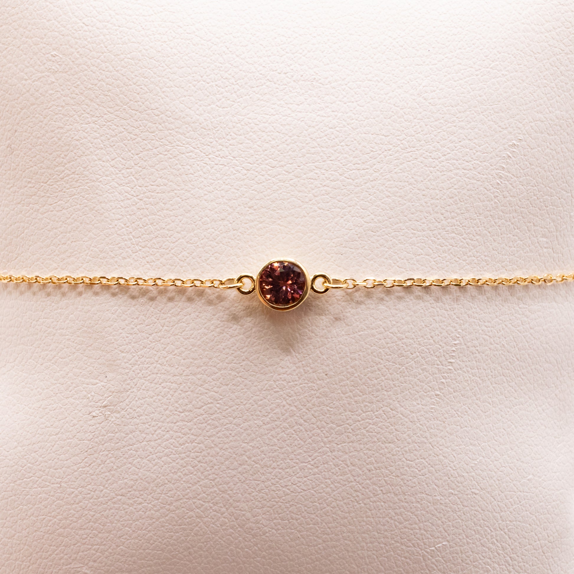 14KYG Pink Tourmaline Bezel Set Bracelet