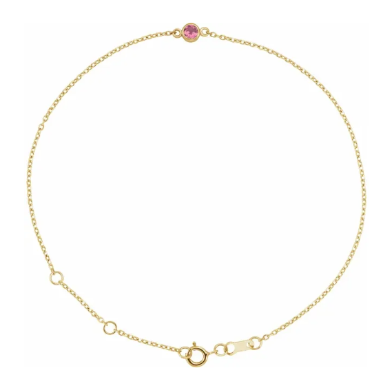 14KYG Pink Tourmaline Bezel Set Bracelet