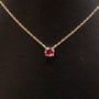 14KYG Pink Tourmaline Round Solitare Necklace
