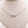 14KWG Lab Grown White and Blue Diamond Station Necklace