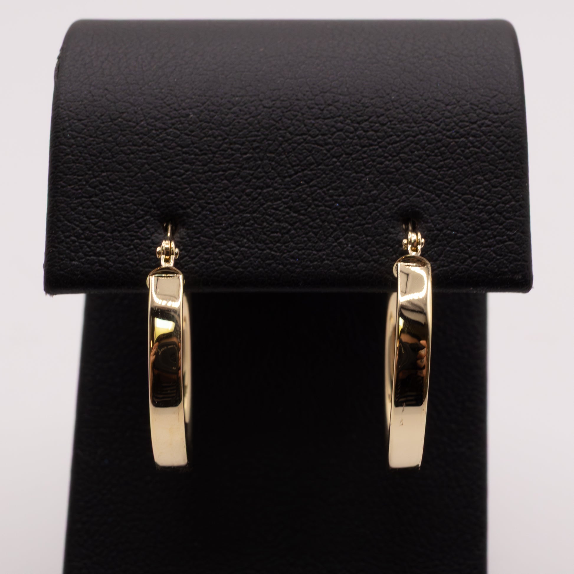 14KYG 3x19mm Flat Tube Hoop Earrings