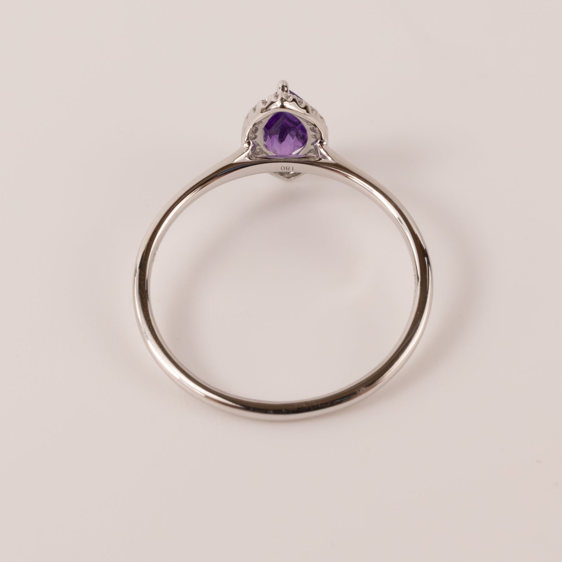 14KWG Amethyst Marquise and Diamond Halo Ring