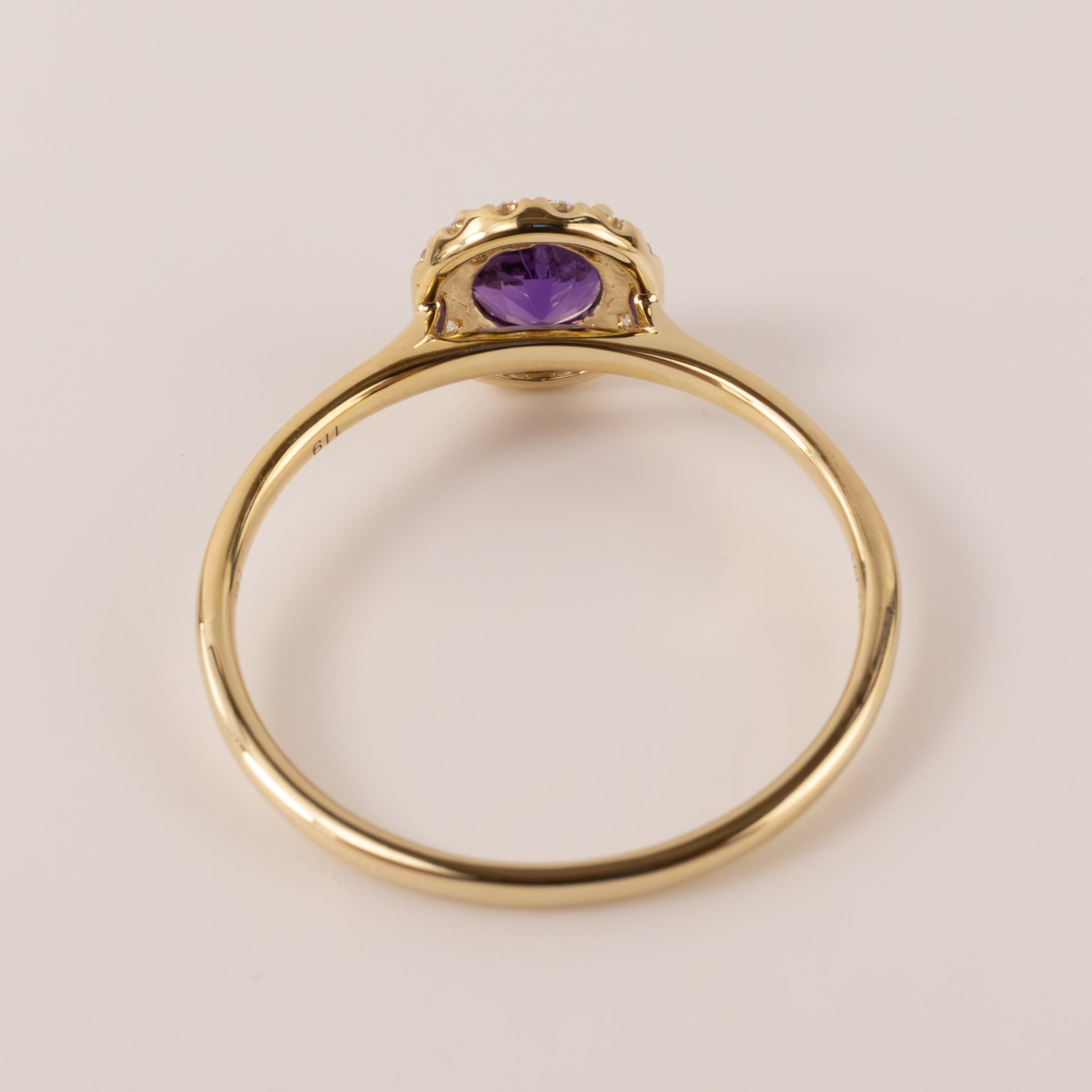 14KYG Amethyst and Diamond Halo Ring