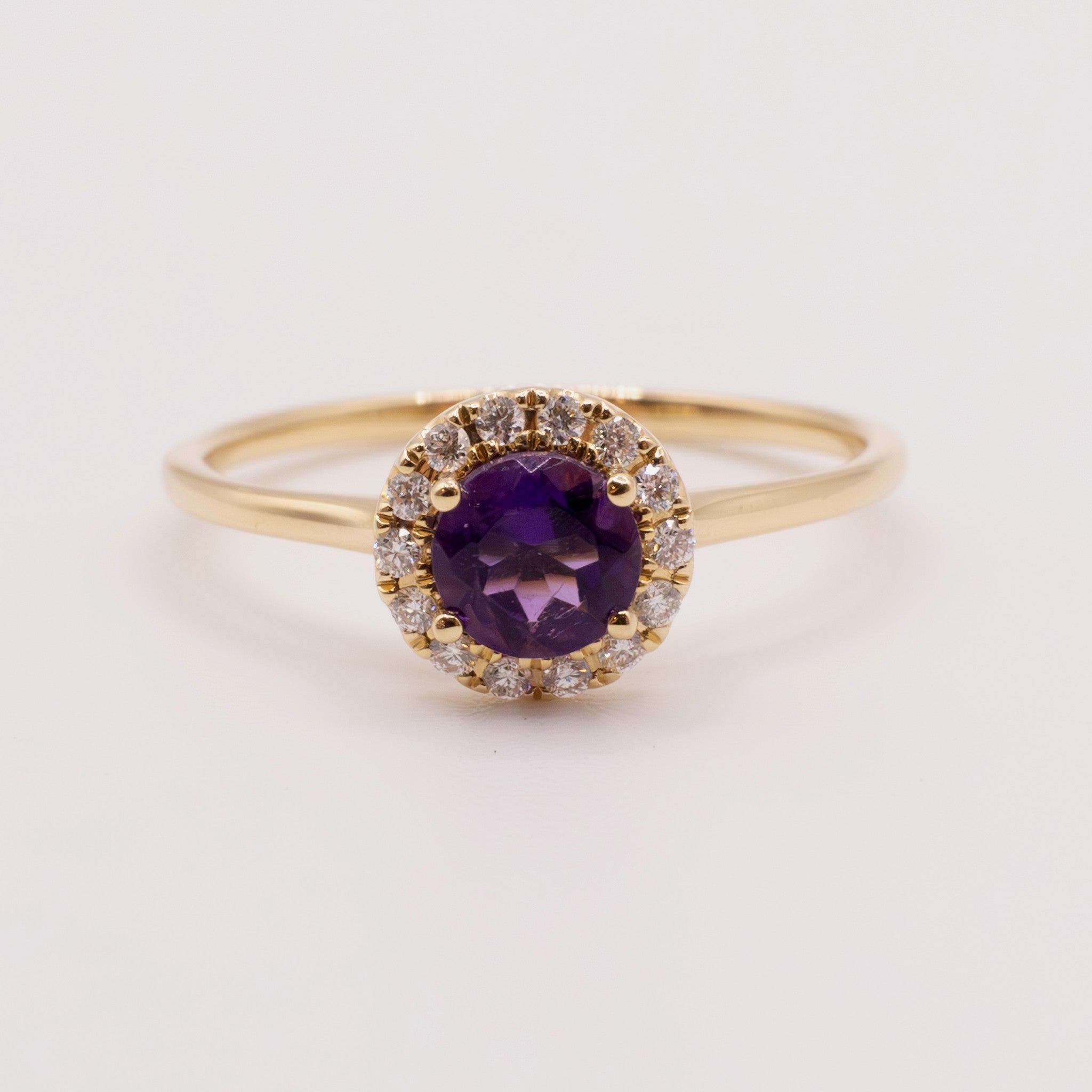 14KYG Amethyst and Diamond Halo Ring