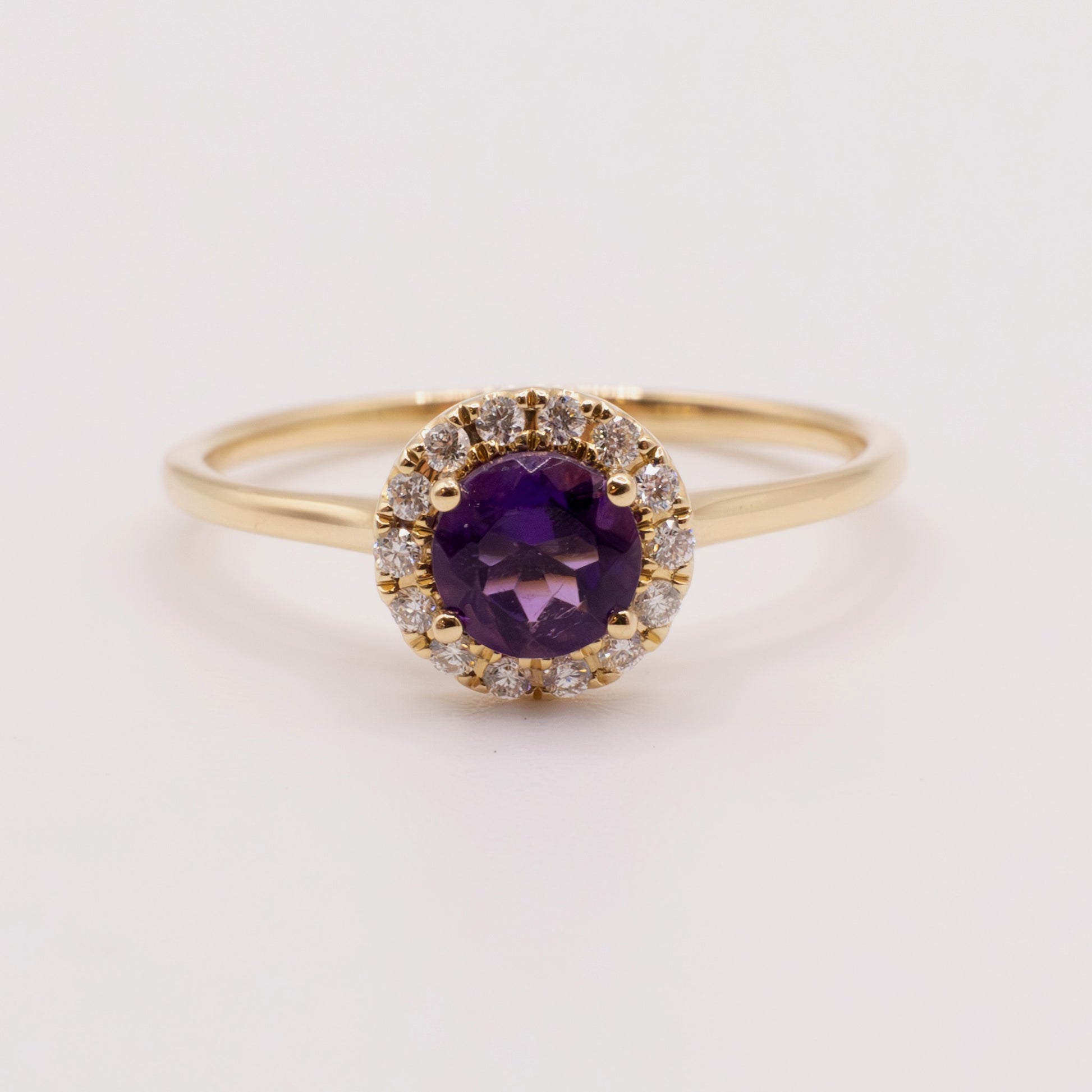 14KYG Amethyst and Diamond Halo Ring