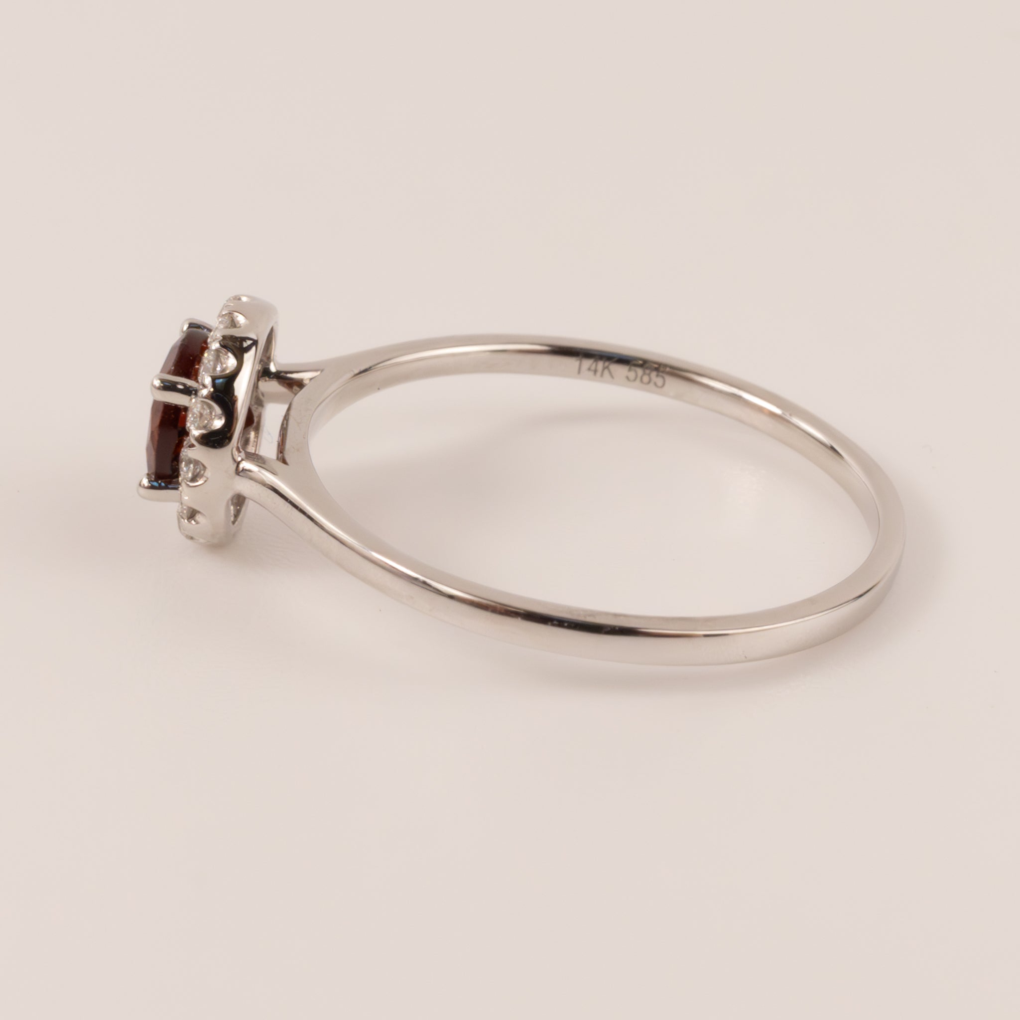 14KWG Round Garnet and Diamond Halo Ring