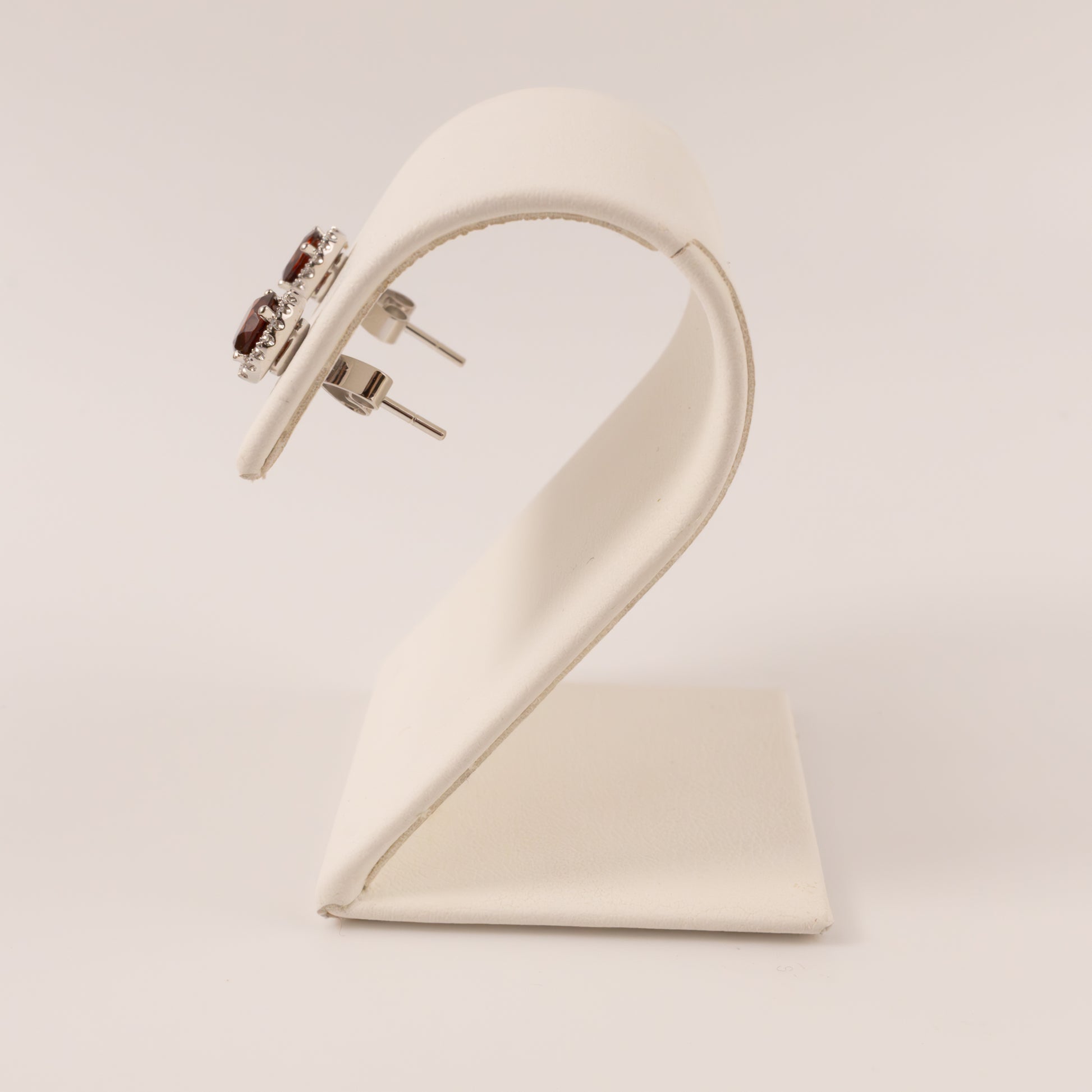 14KWG Garnet and Diamond Halo Earrings