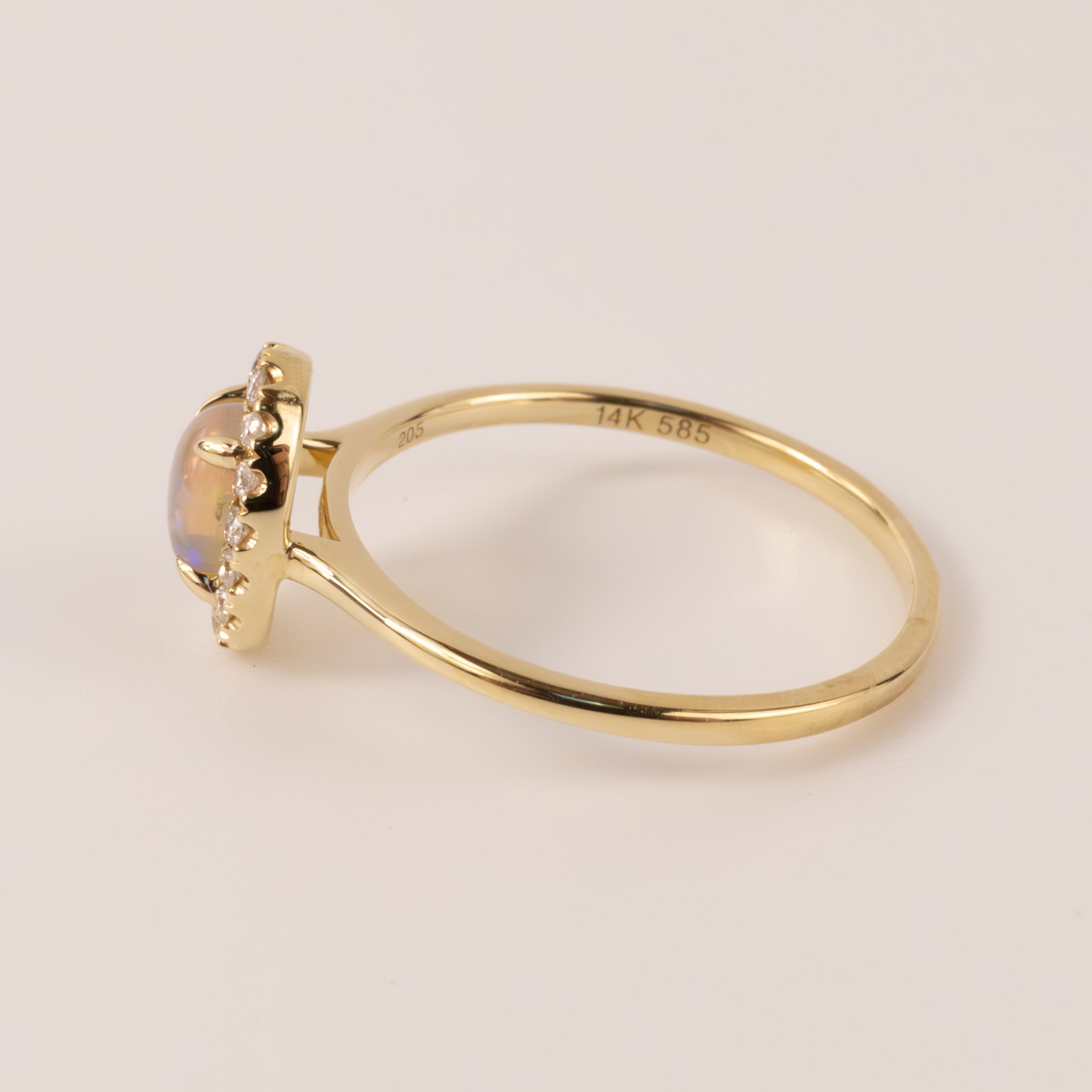 14KYG Opal and Diamond Halo Ring