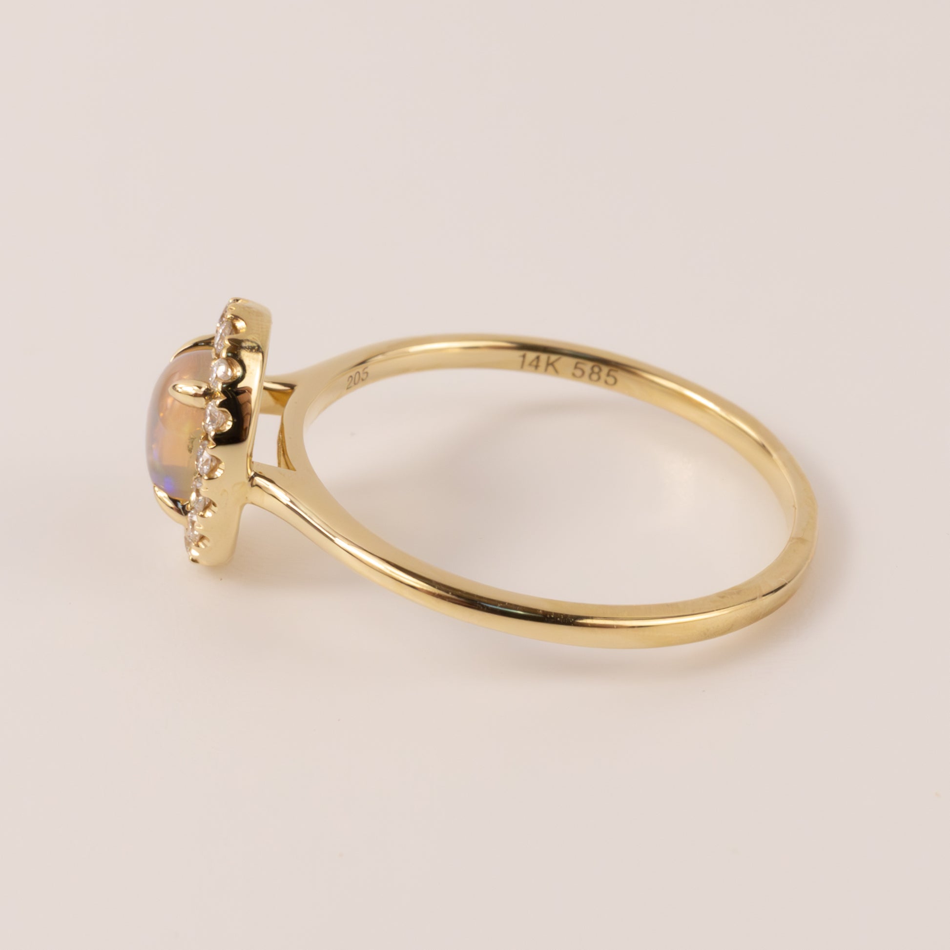 14KYG Opal and Diamond Halo Ring