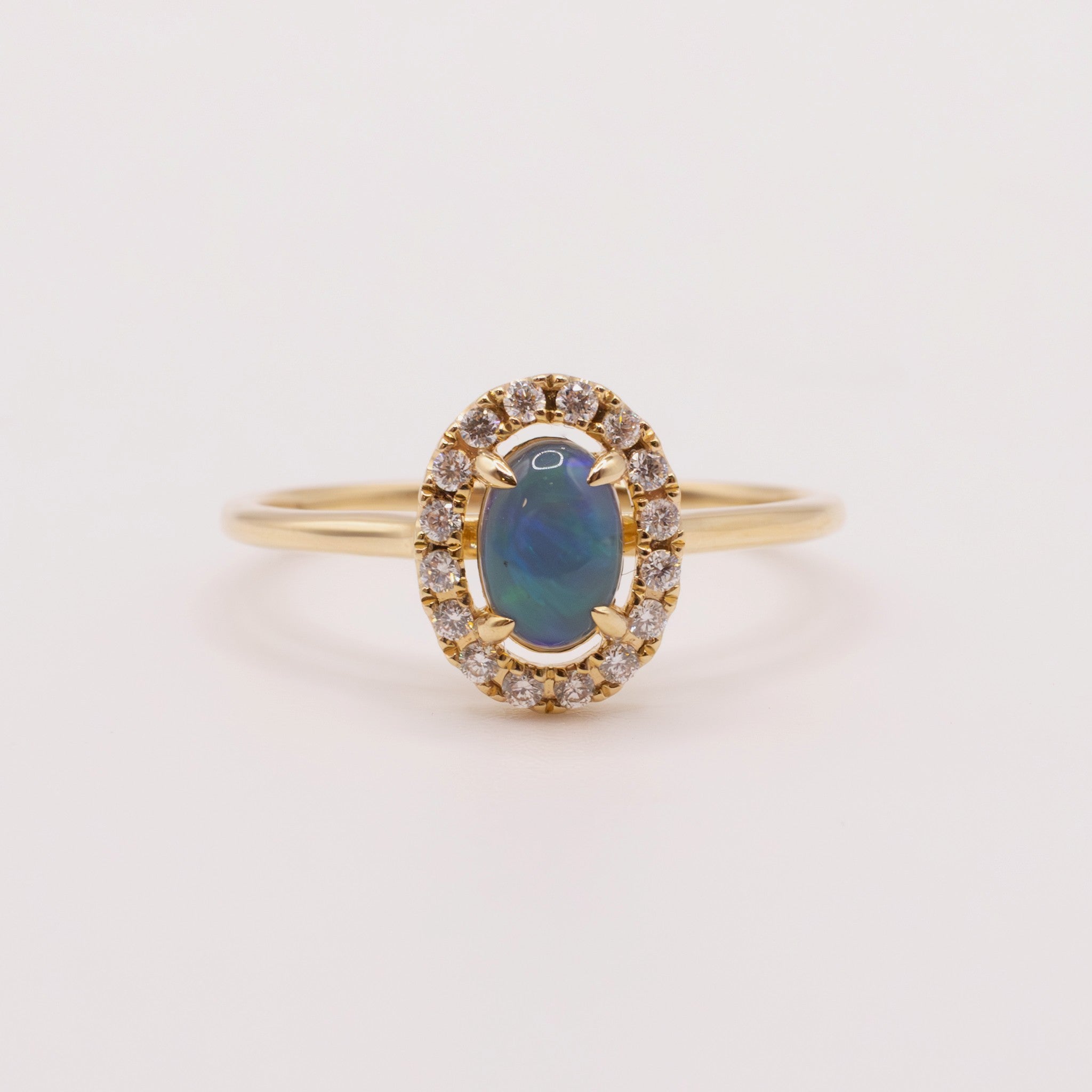 14KYG Opal and Diamond Halo Ring