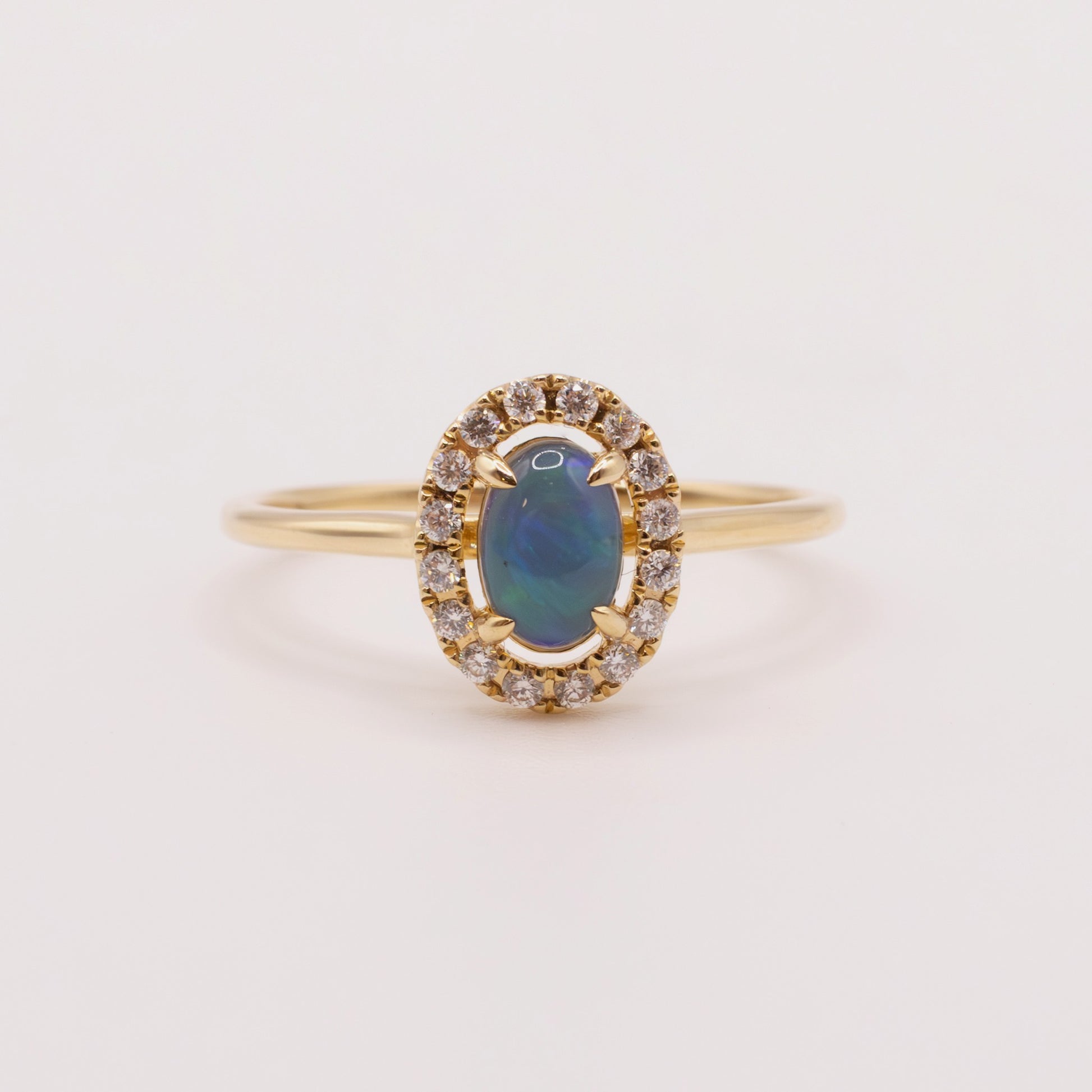 14KYG Opal and Diamond Halo Ring
