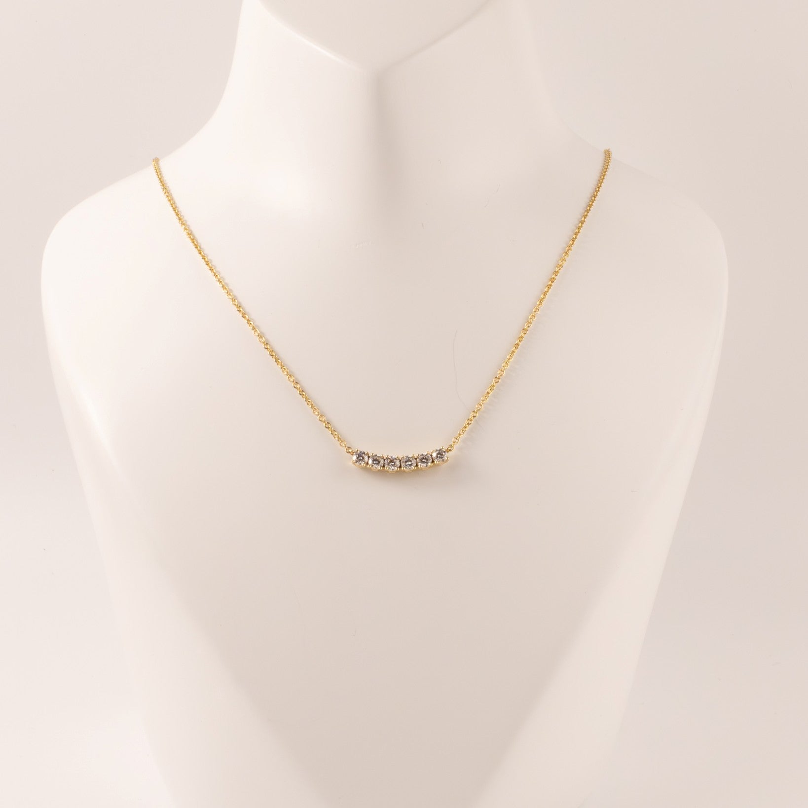 14KYG Diamond 6 Round Stone Fixed Necklace