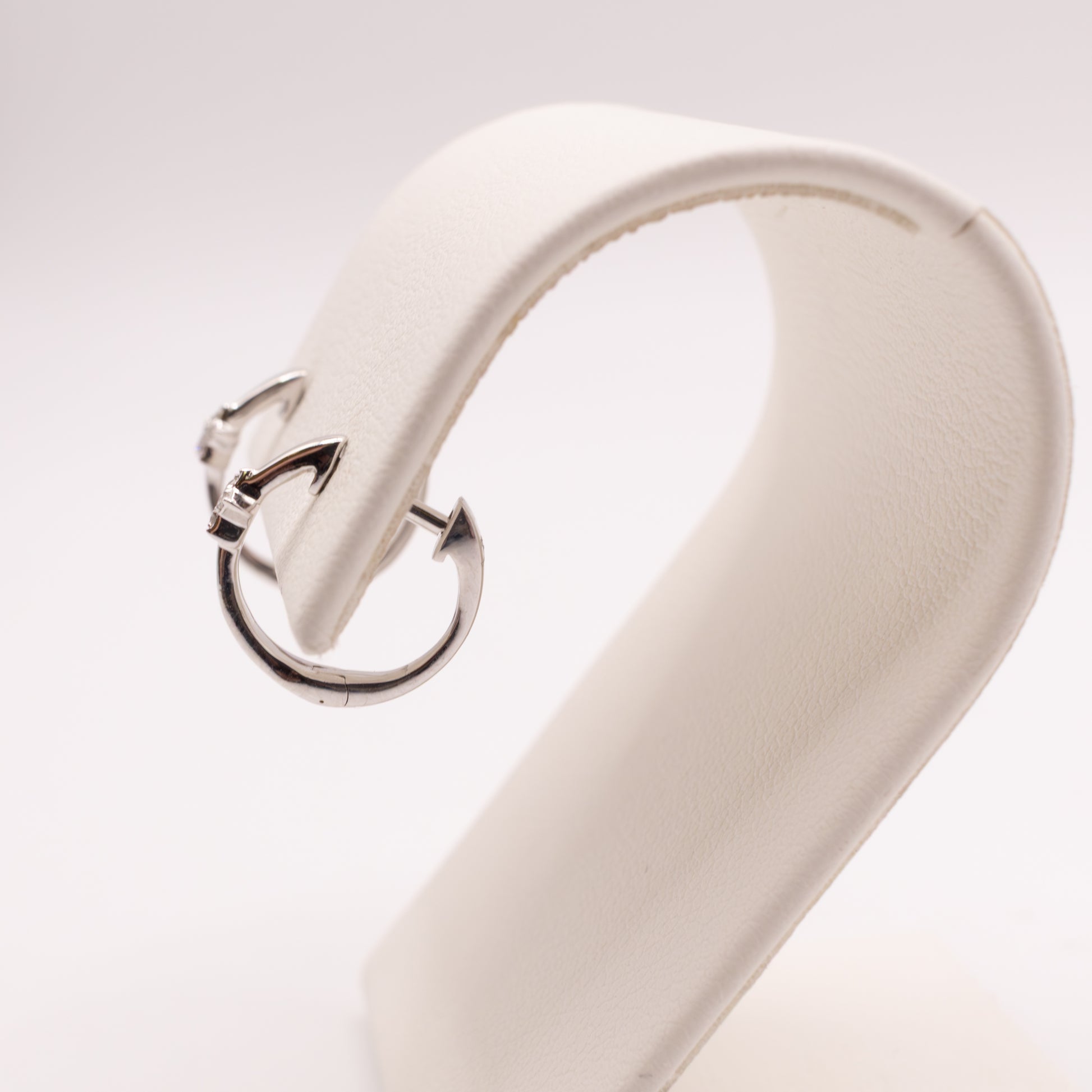 14KWG Diamond Star Huggie Hoop Earrings