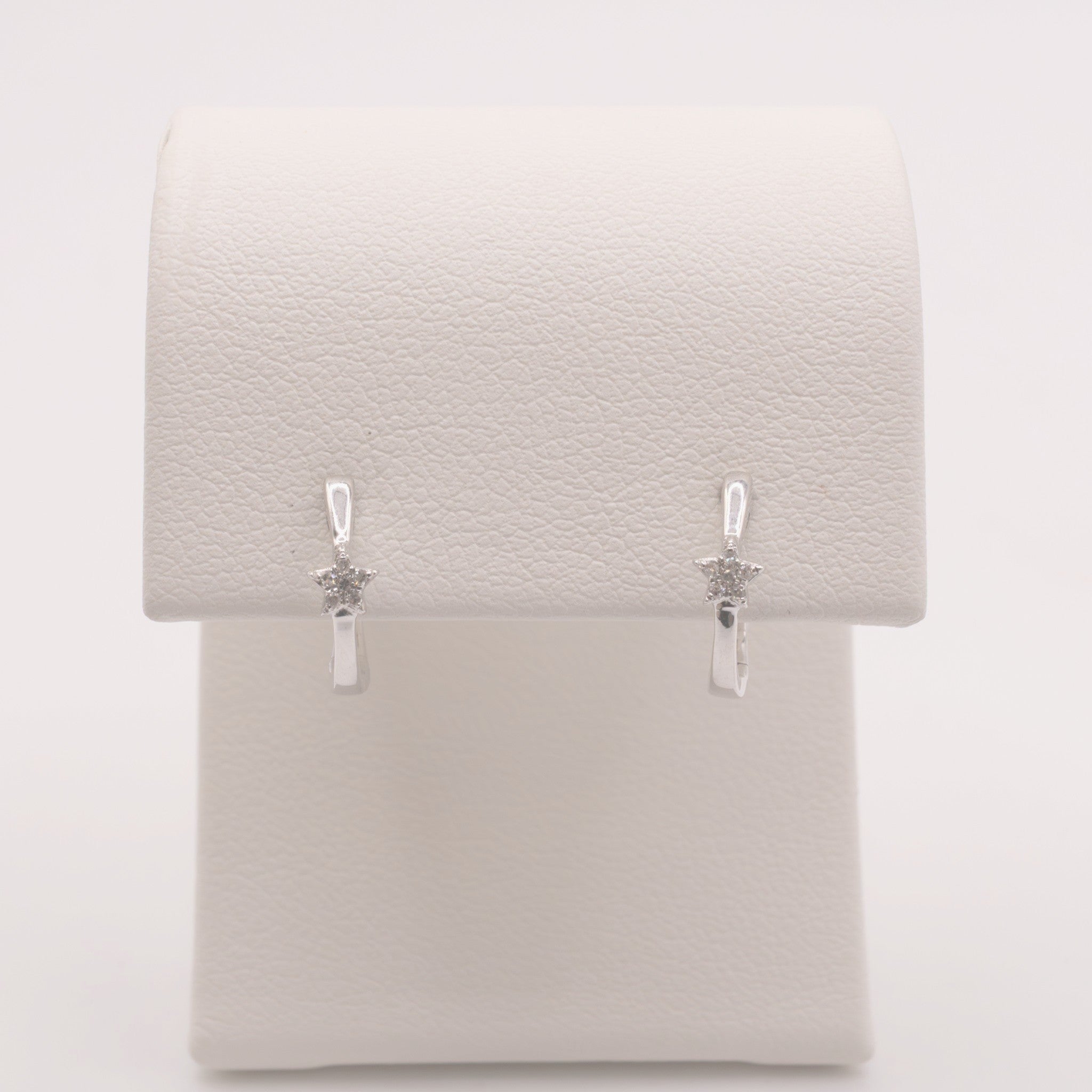 14KWG Diamond Star Huggie Hoop Earrings