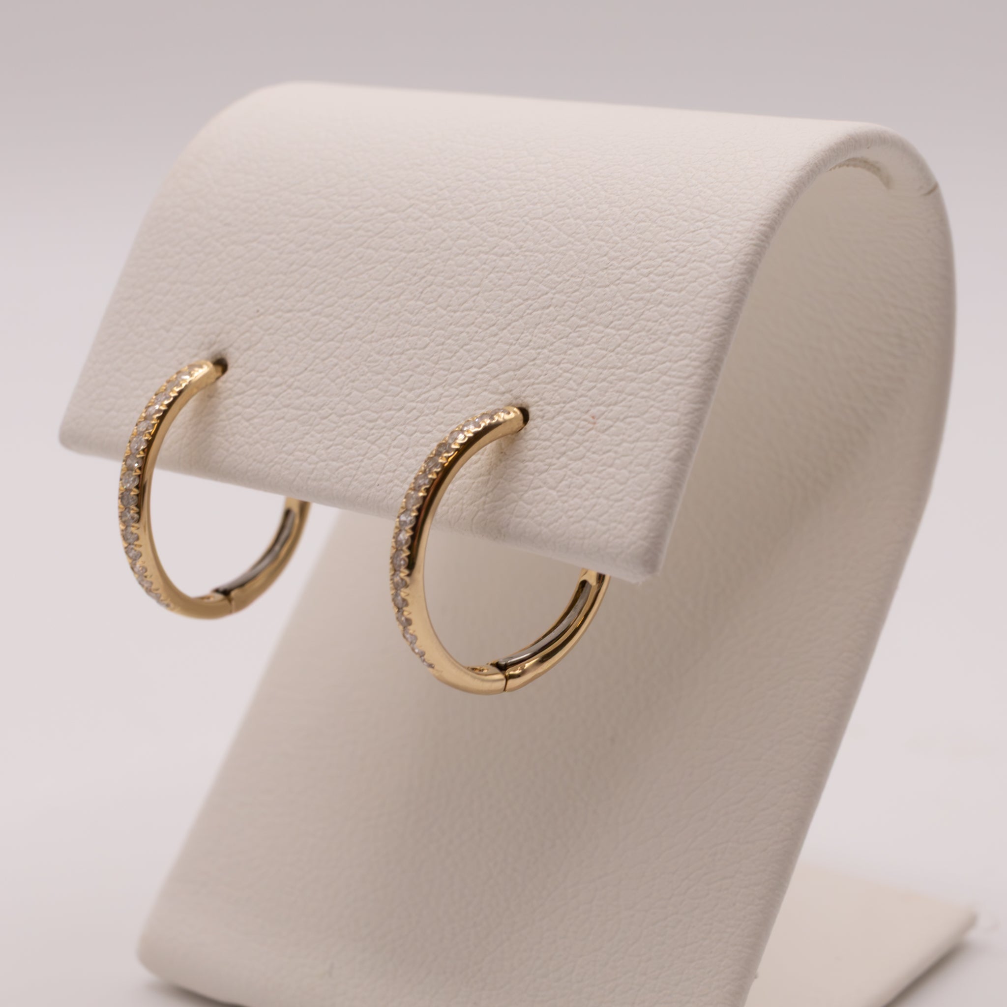 14KYG Diamond 0.09cttw French Set Huggie Hoop Earrings