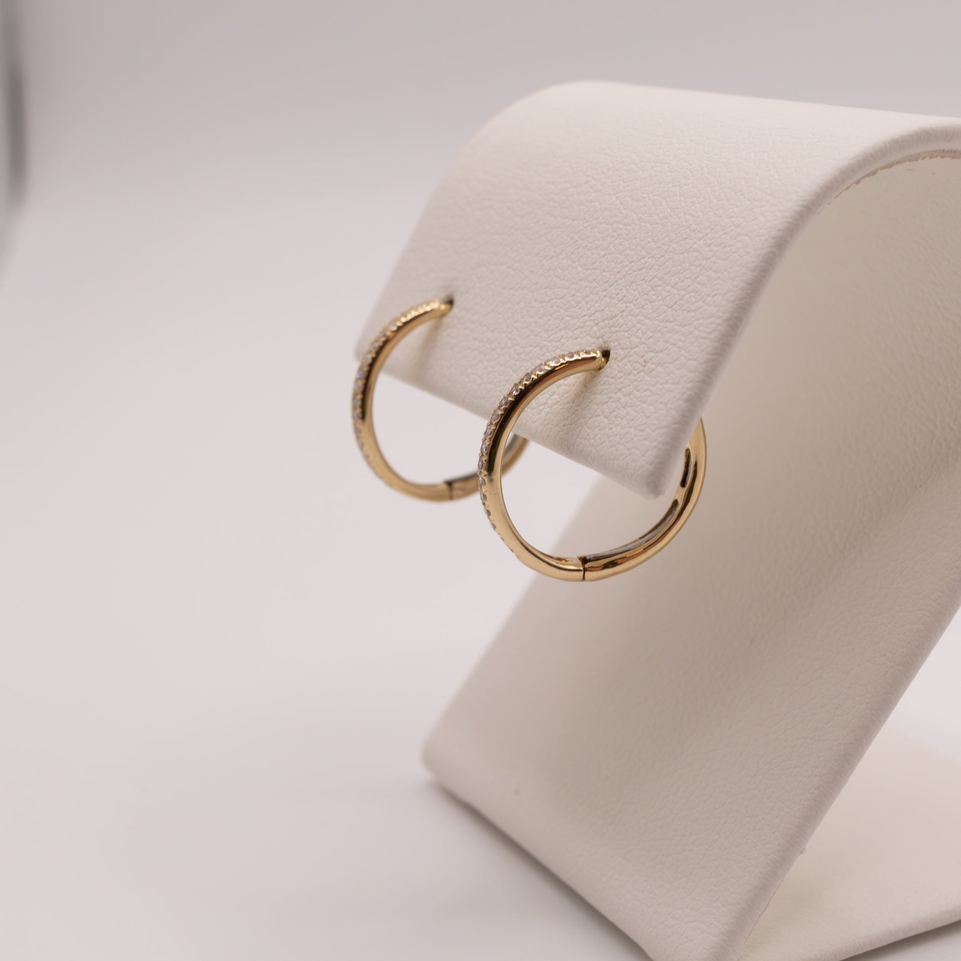 14KYG Diamond 0.09cttw French Set Huggie Hoop Earrings