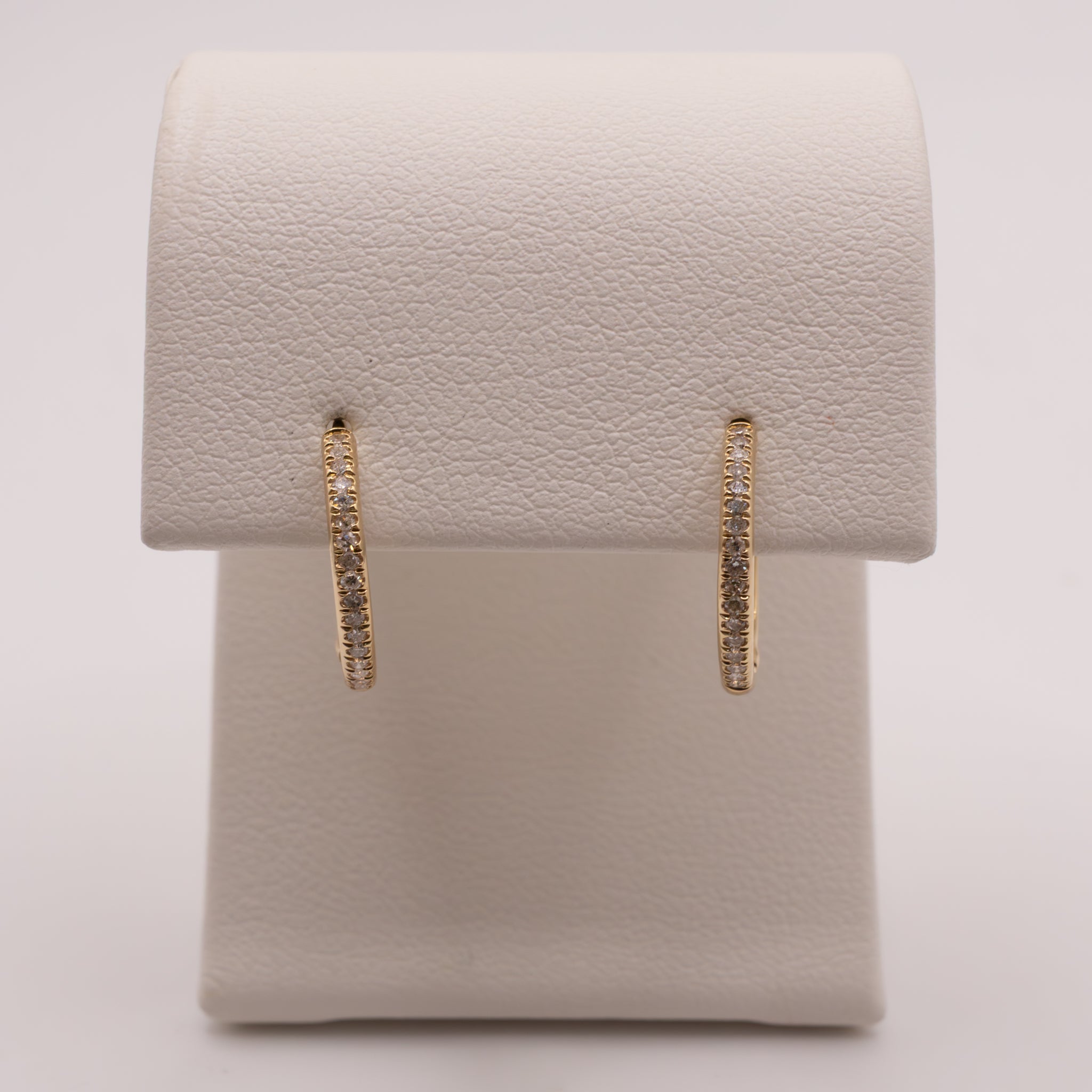 14KYG Diamond 0.09cttw French Set Huggie Hoop Earrings