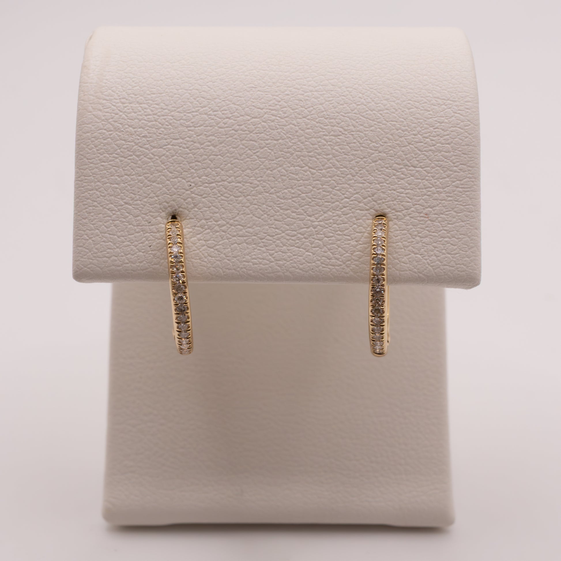 14KYG Diamond 0.09cttw French Set Huggie Hoop Earrings