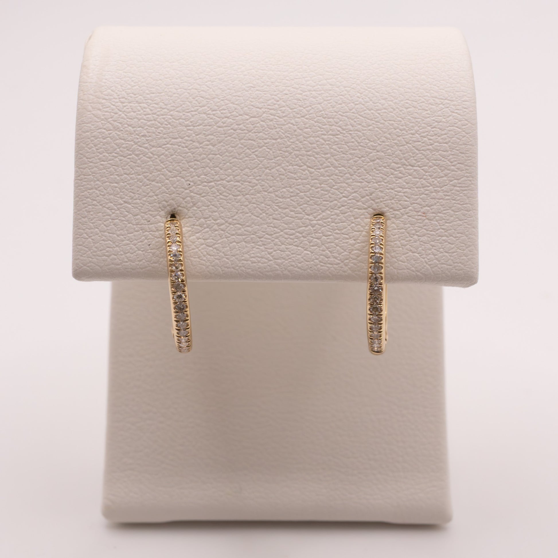 14KYG Diamond 0.09cttw French Set Huggie Hoop Earrings