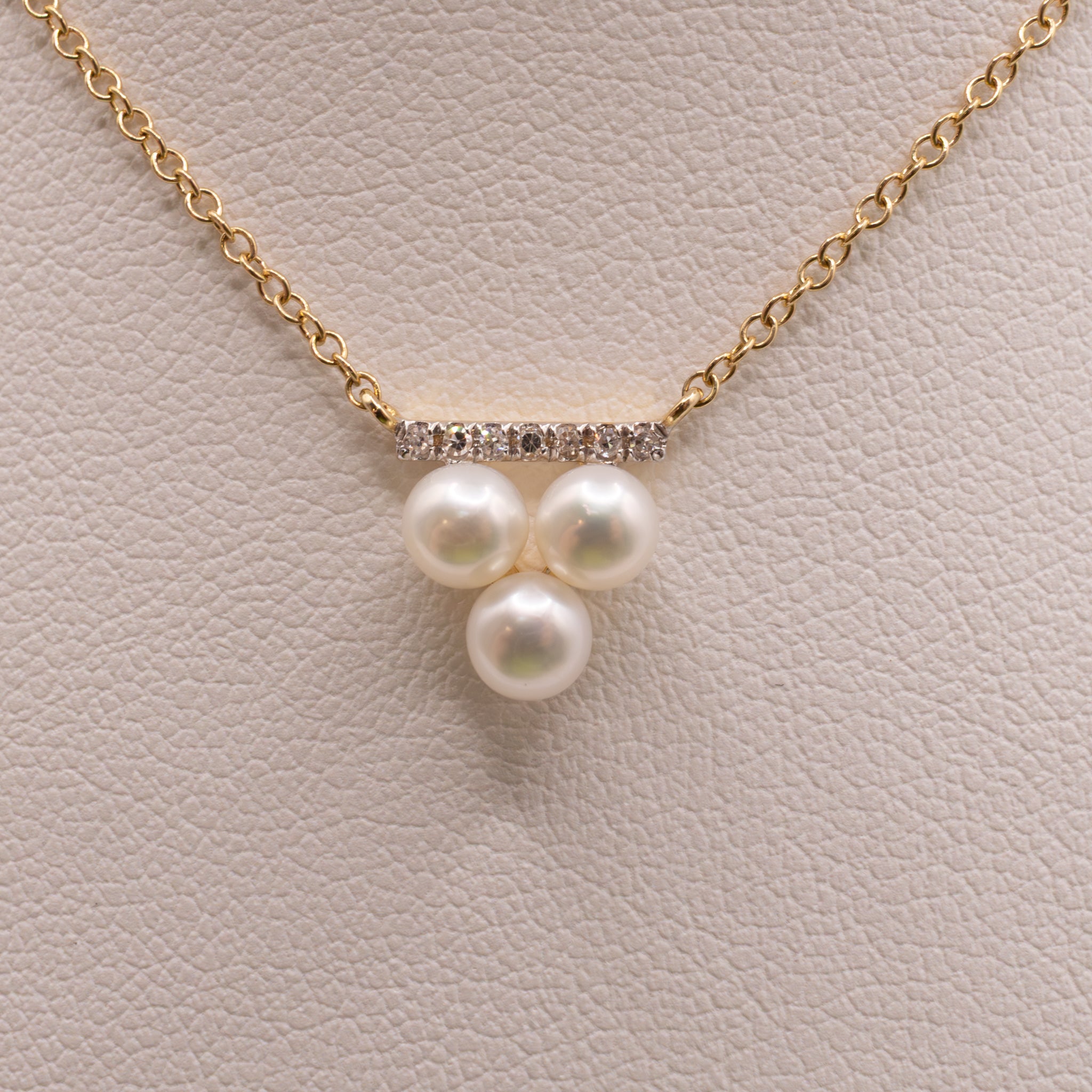 14KYG Pearl and Diamond Fixed Necklace