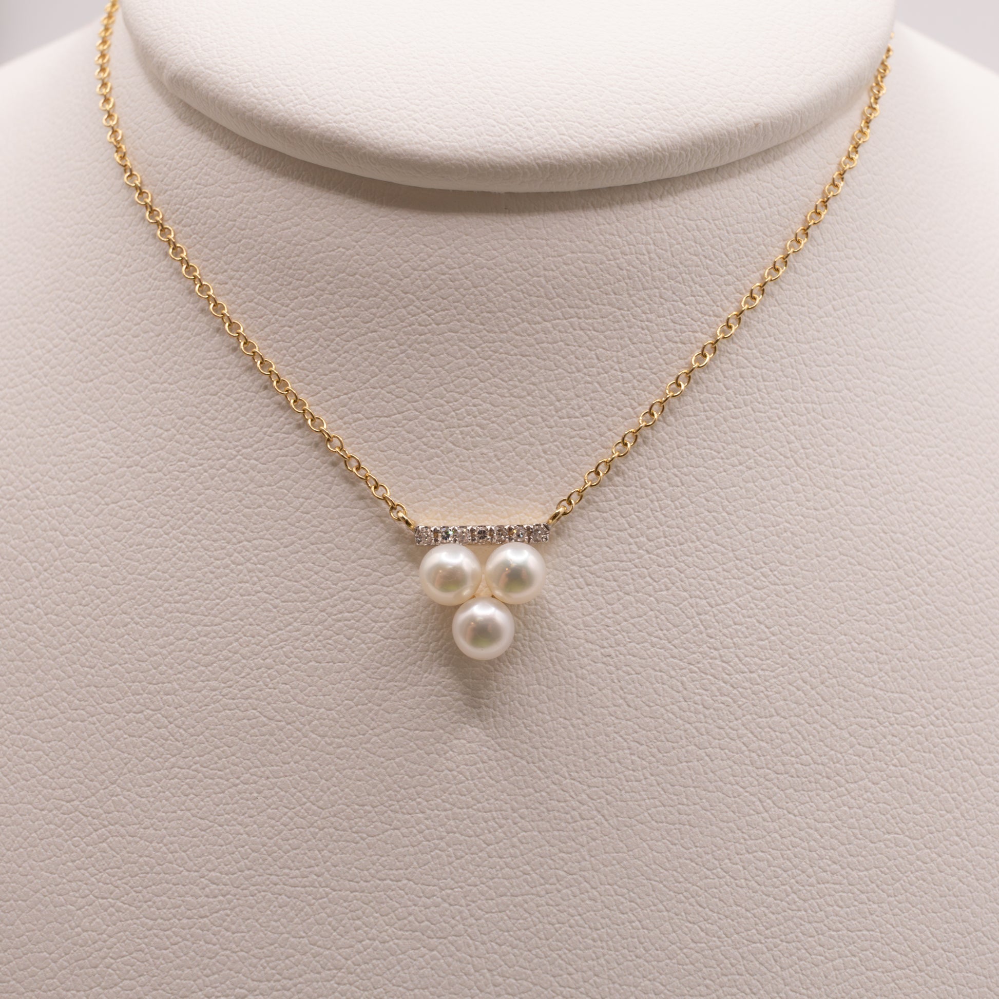 14KYG Pearl and Diamond Fixed Necklace