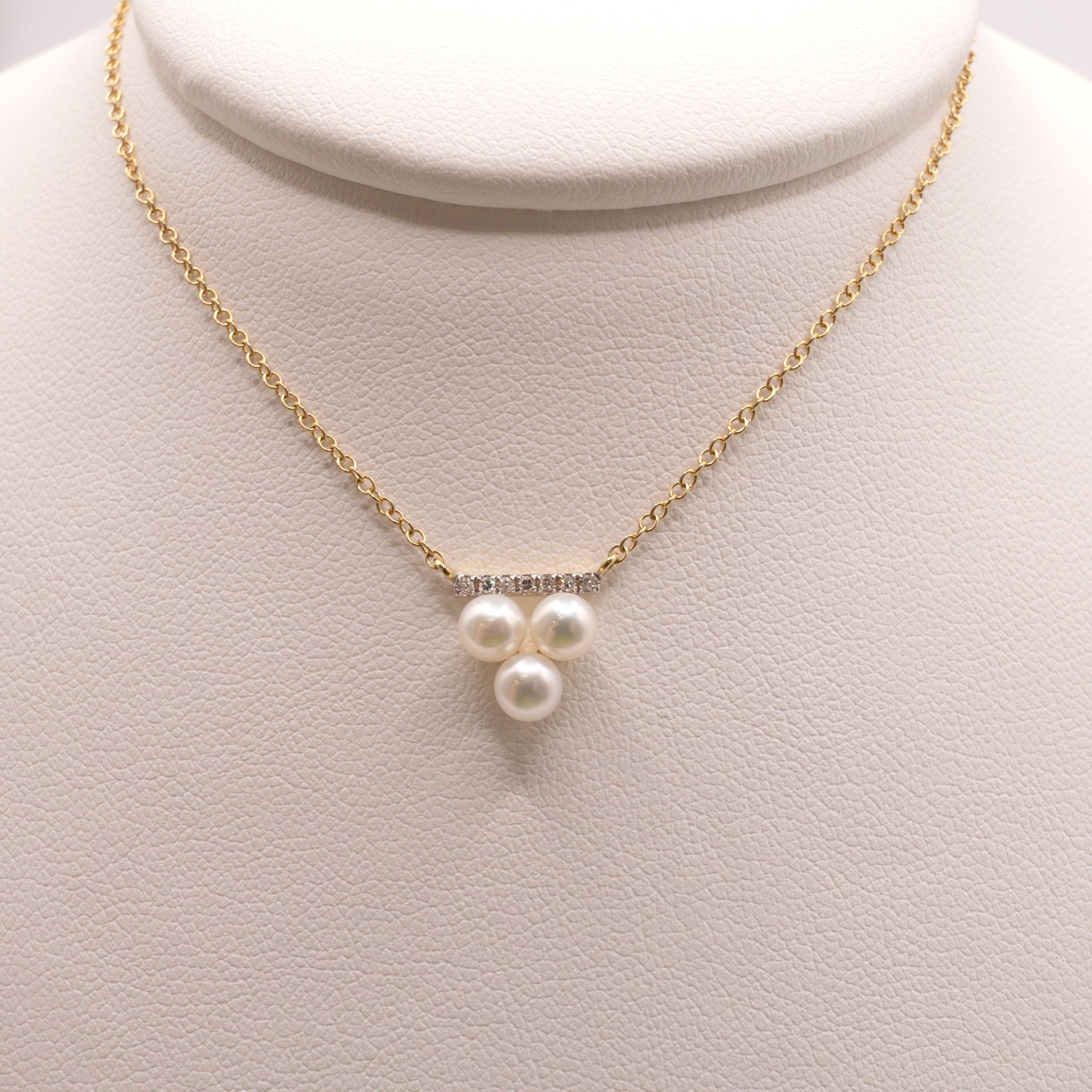 14KYG Pearl and Diamond Fixed Necklace