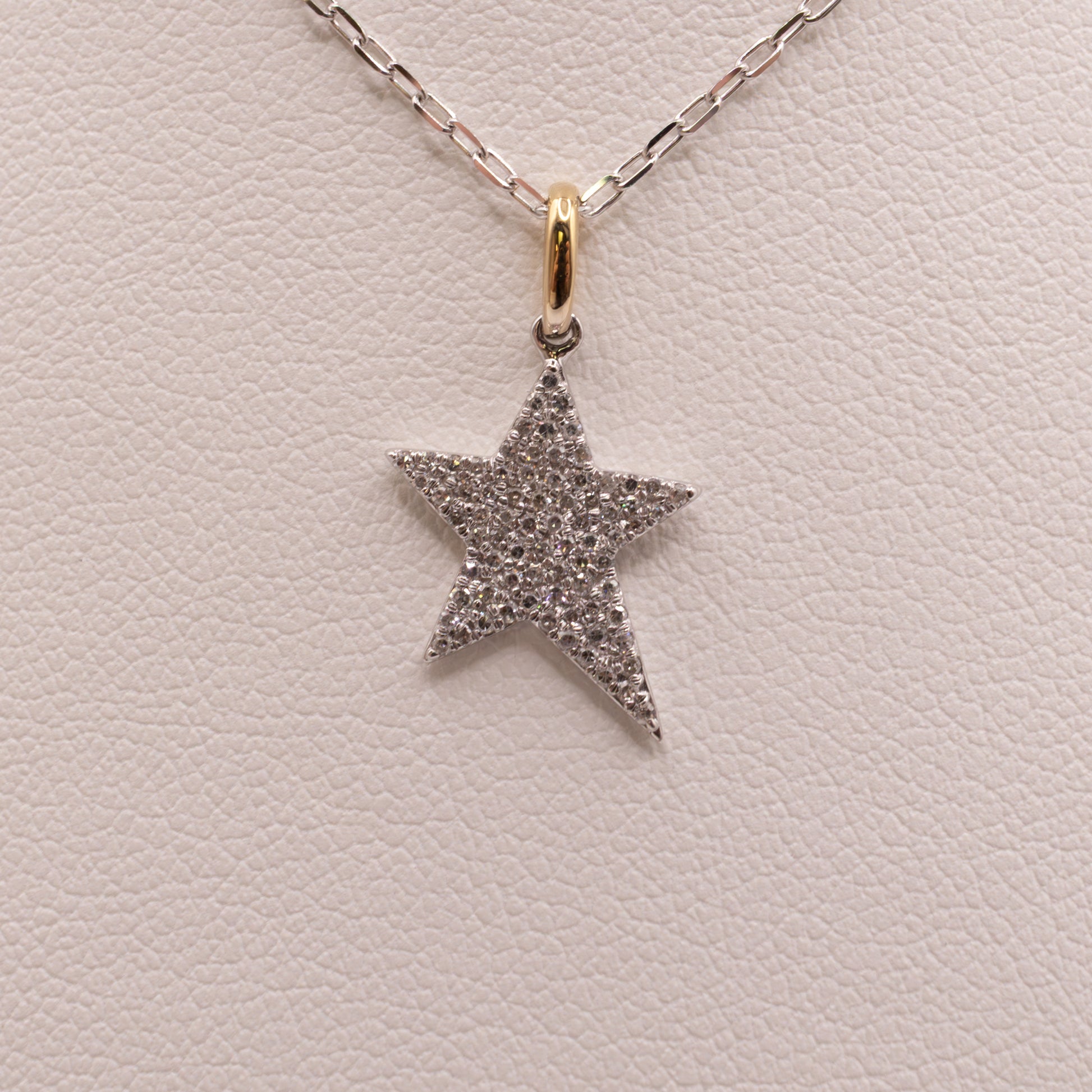 14K Two-Tone Diamond Pave Star Necklace