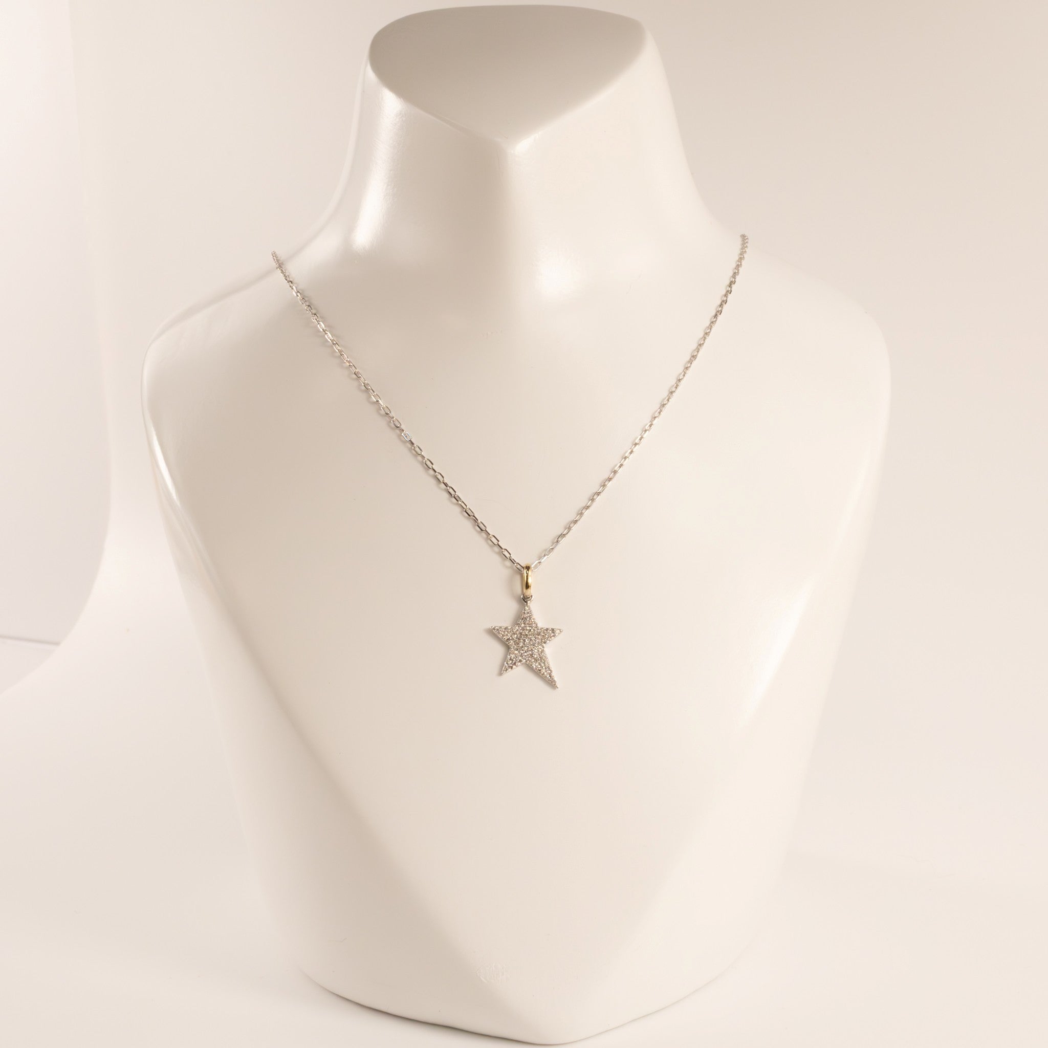 14K Two-Tone Diamond Pave Star Necklace