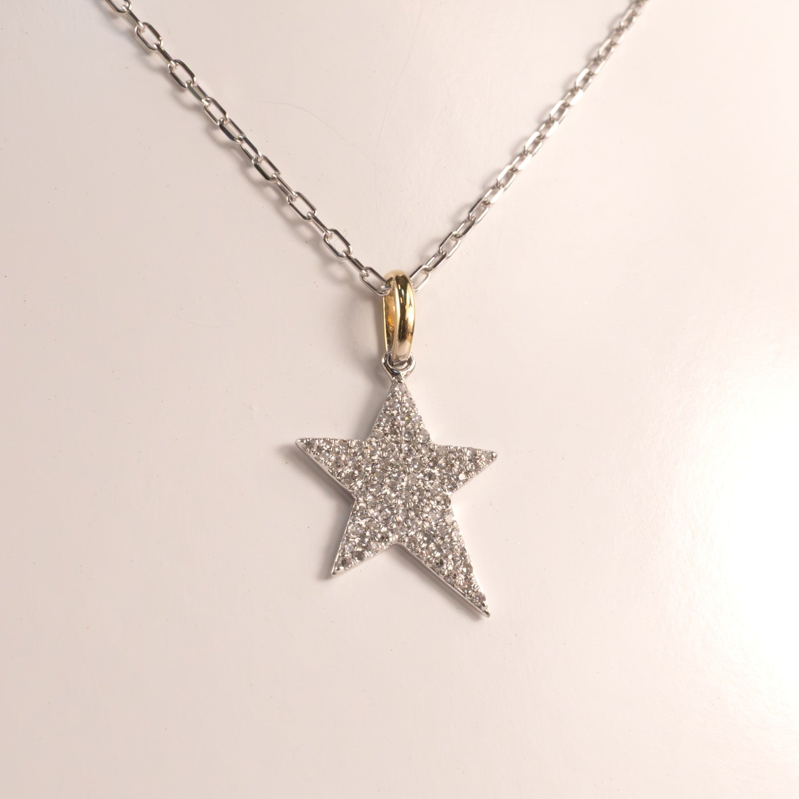 14K Two-Tone Diamond Pave Star Necklace