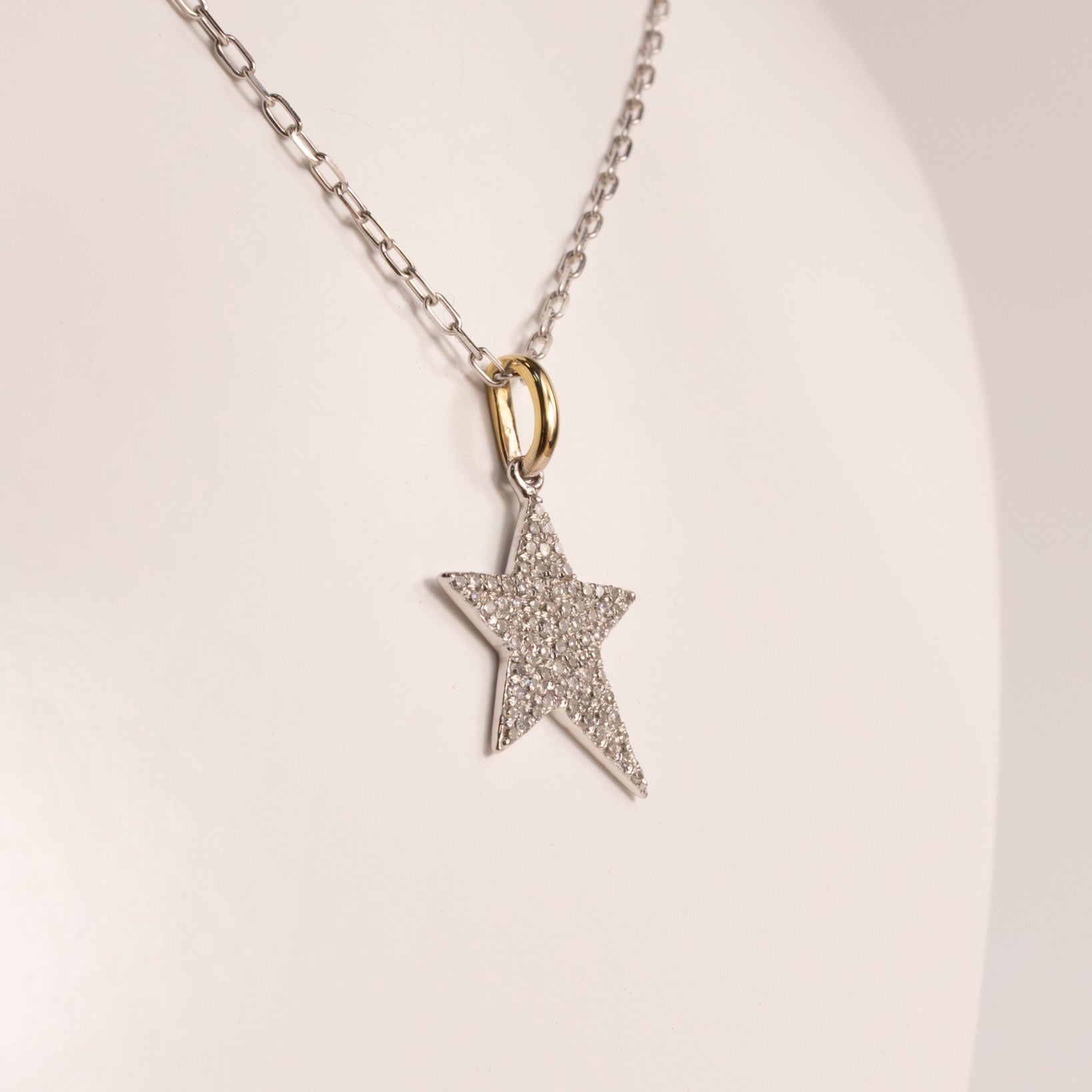 14K Two-Tone Diamond Pave Star Necklace