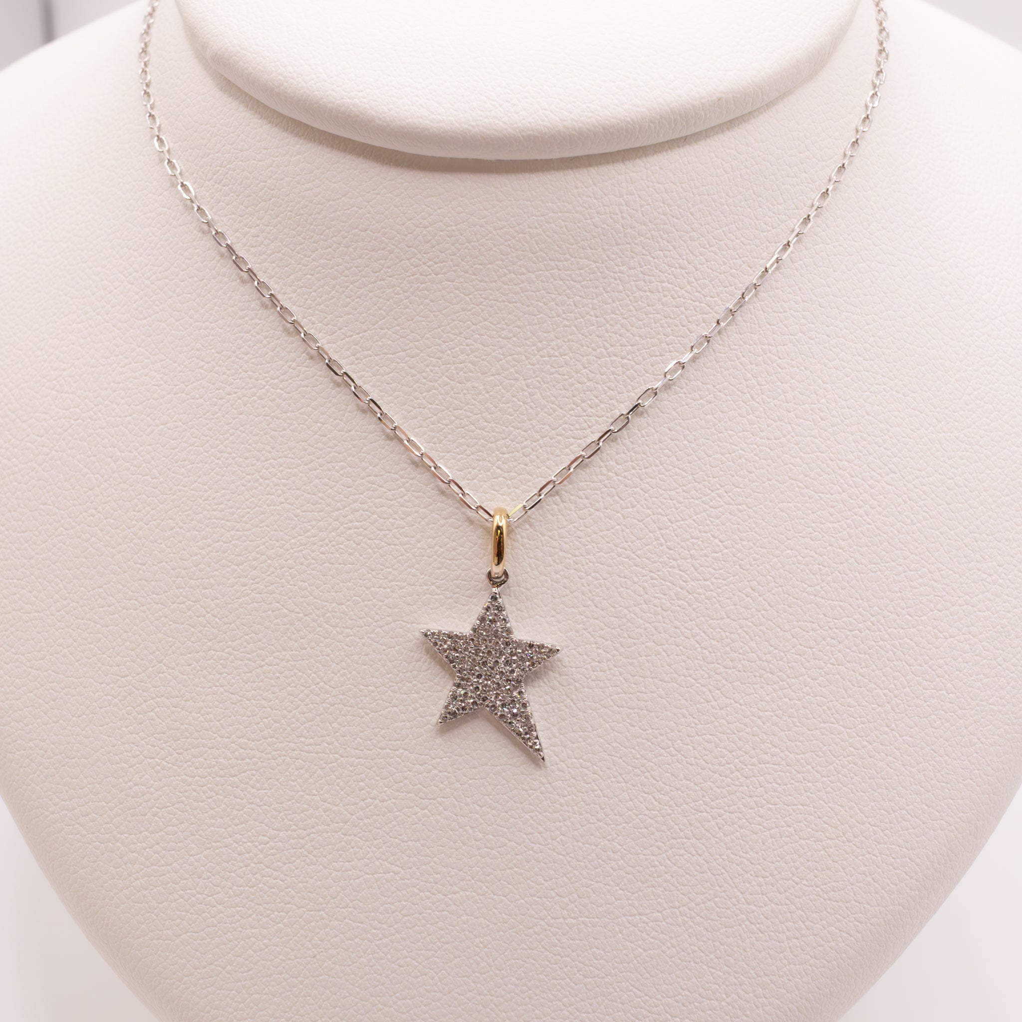 14K Two-Tone Diamond Pave Star Necklace
