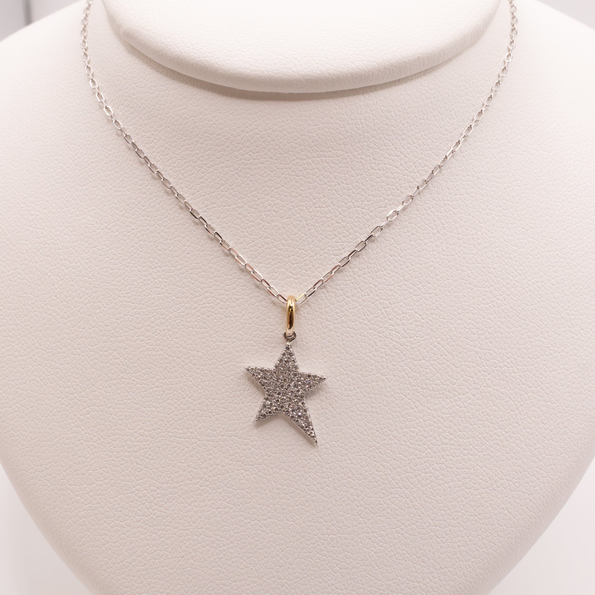 14K Two-Tone Diamond Pave Star Necklace