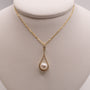 14KYG Pearl and Diamond Raindrop Necklace