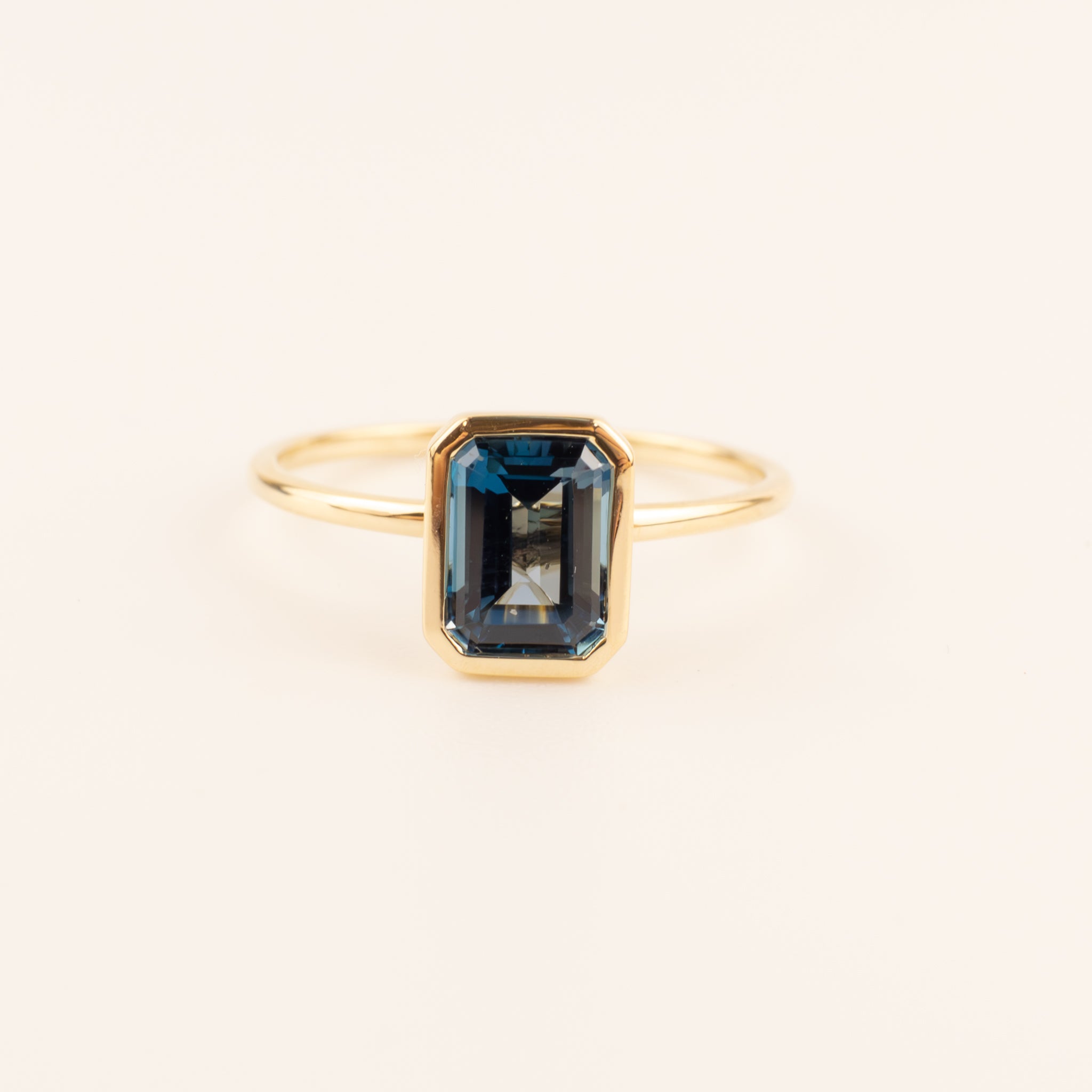 14KYG London Blue Topaz Bezel Set Ring