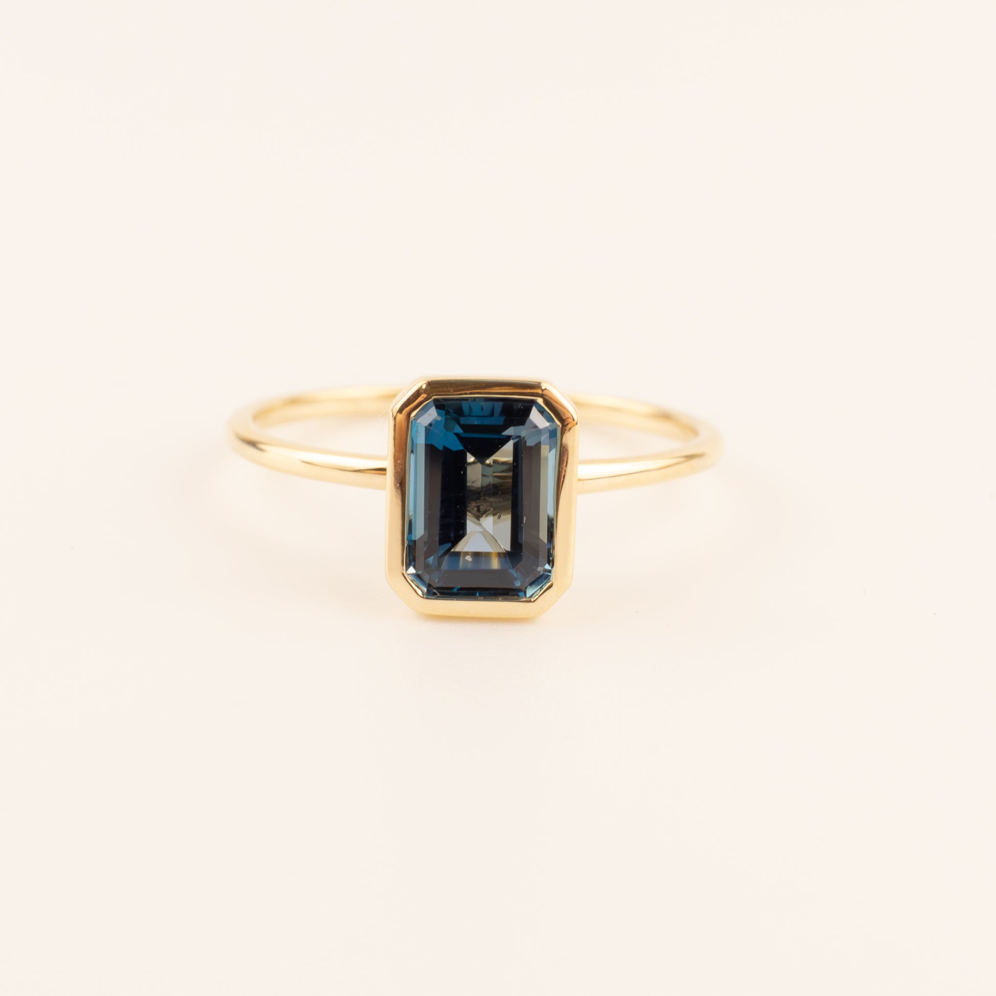 14KYG London Blue Topaz Bezel Set Ring