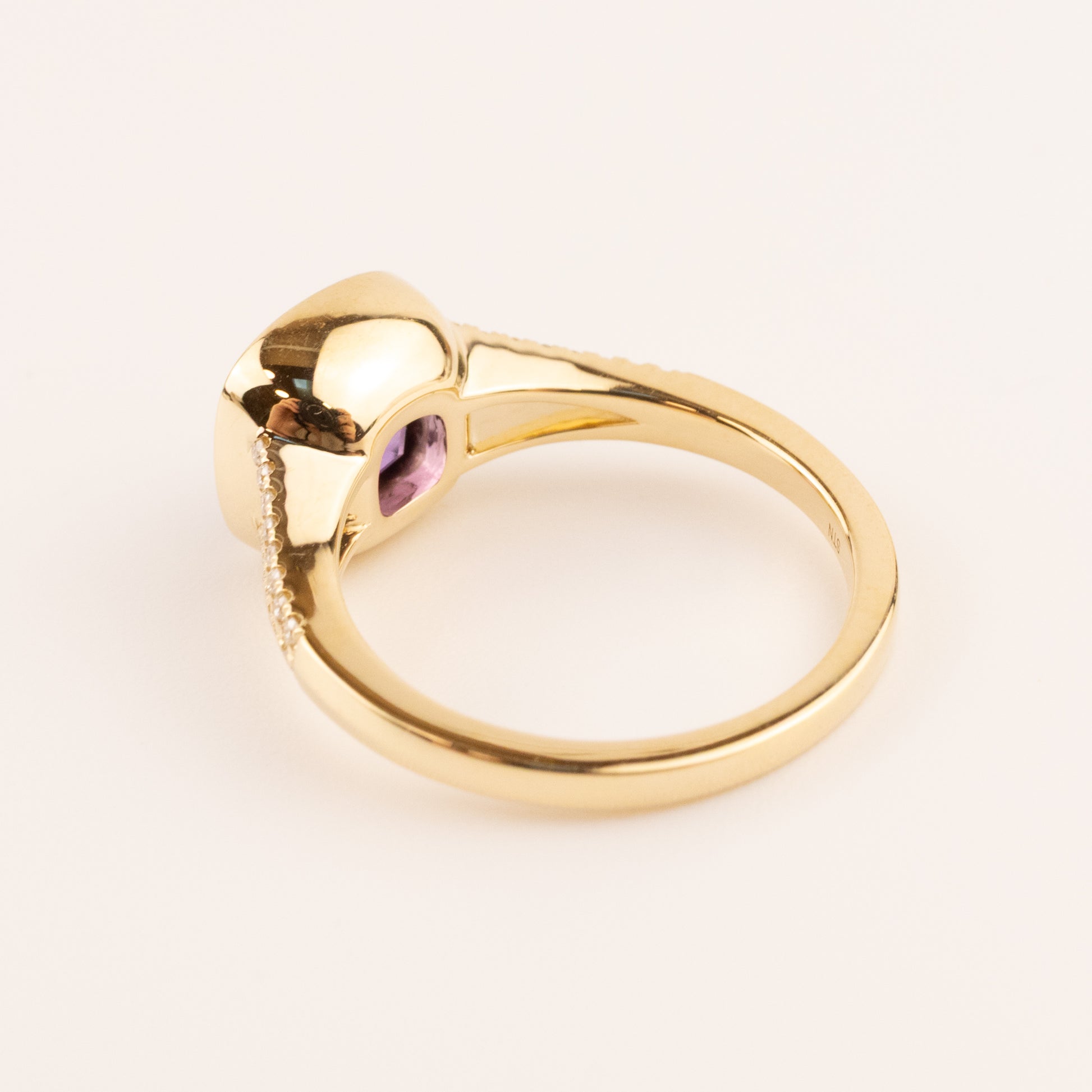 14KYG Amethyst and Diamond Split Shank Ring