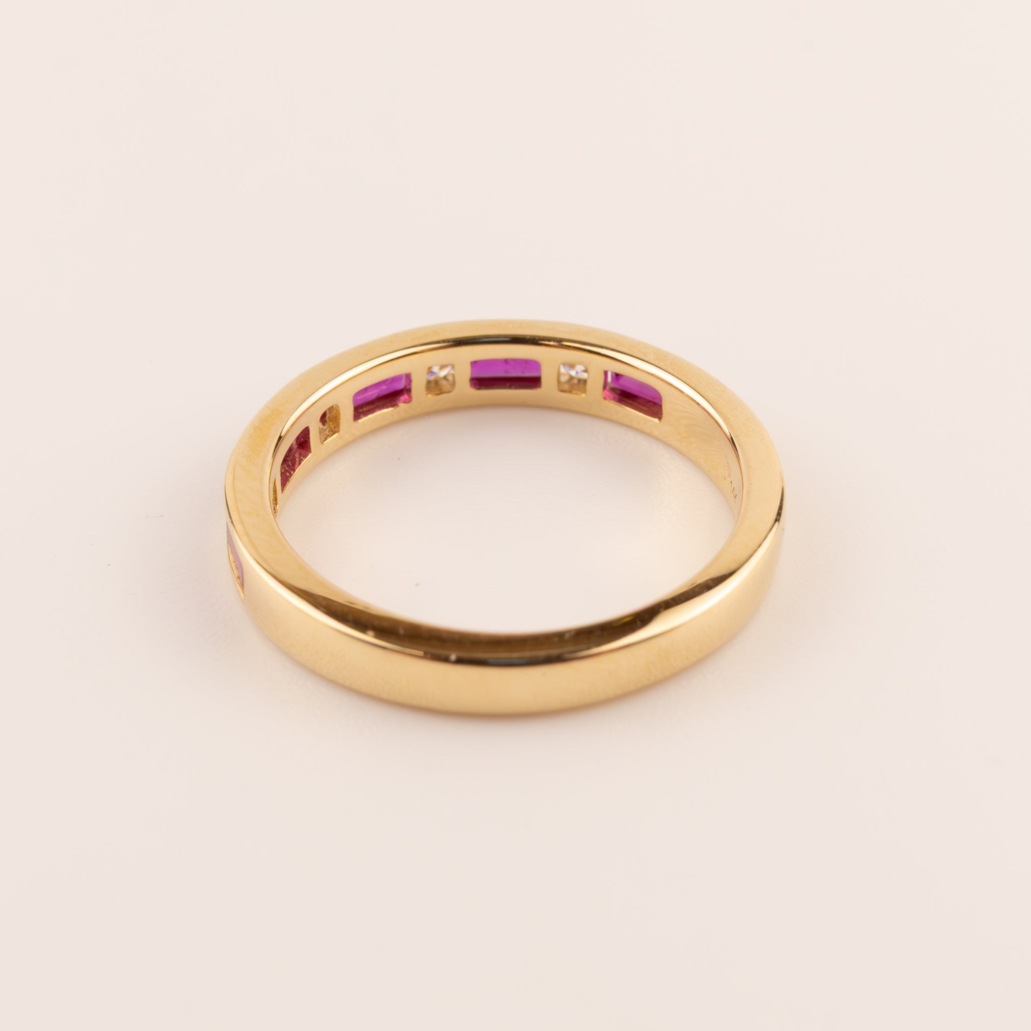 14KYG Ruby and Diamond Channel Set Alternating Ring