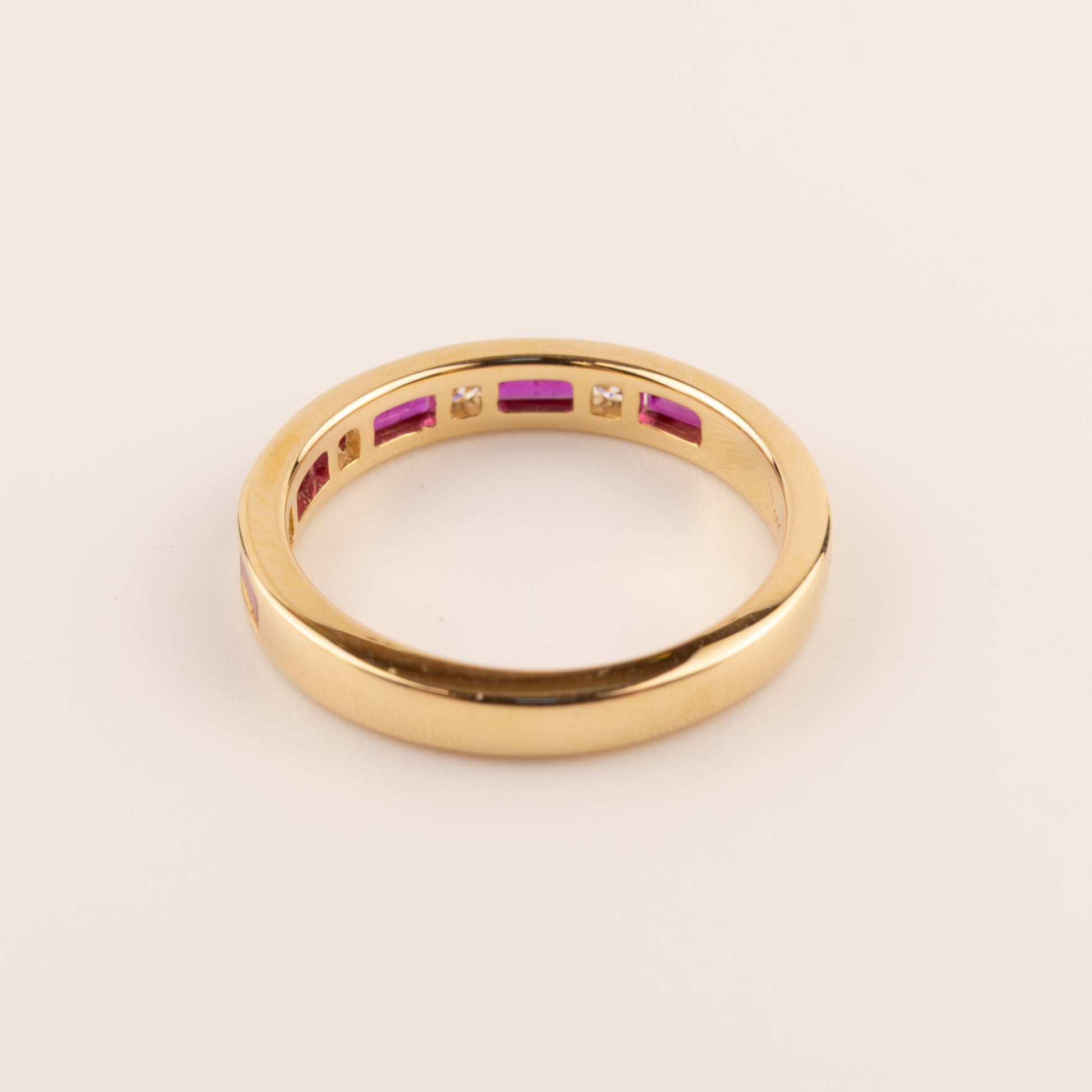 14KYG Ruby and Diamond Channel Set Alternating Ring