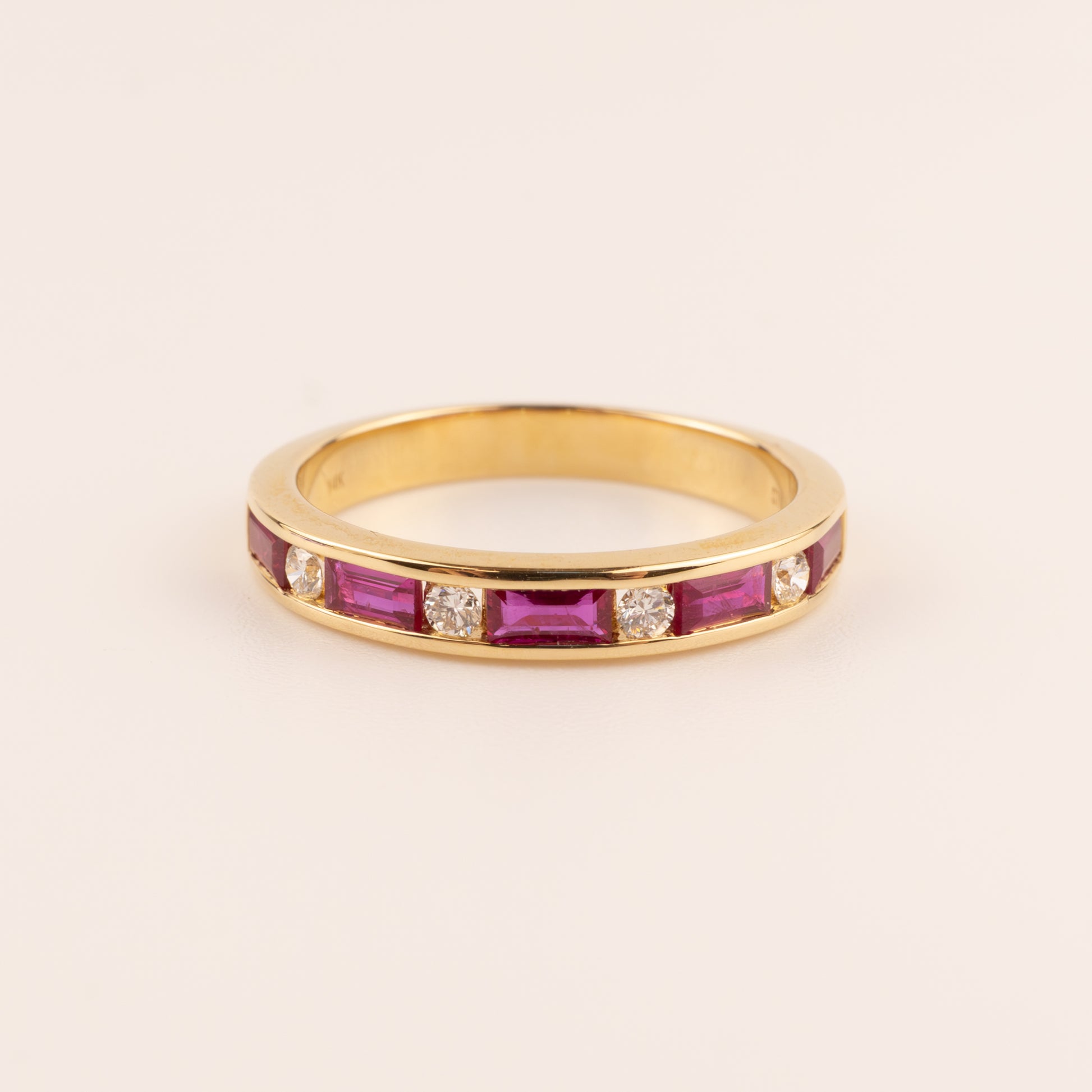 14KYG Ruby and Diamond Channel Set Alternating Ring