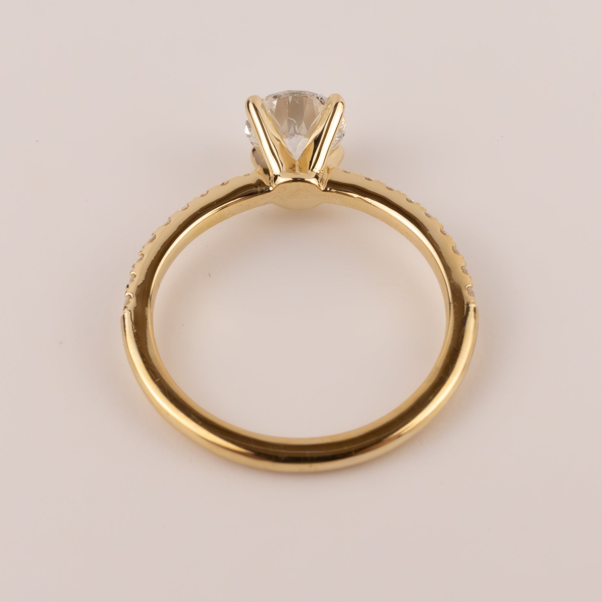 18KYG Round Diamond 1.01ct Accented Engagement Ring