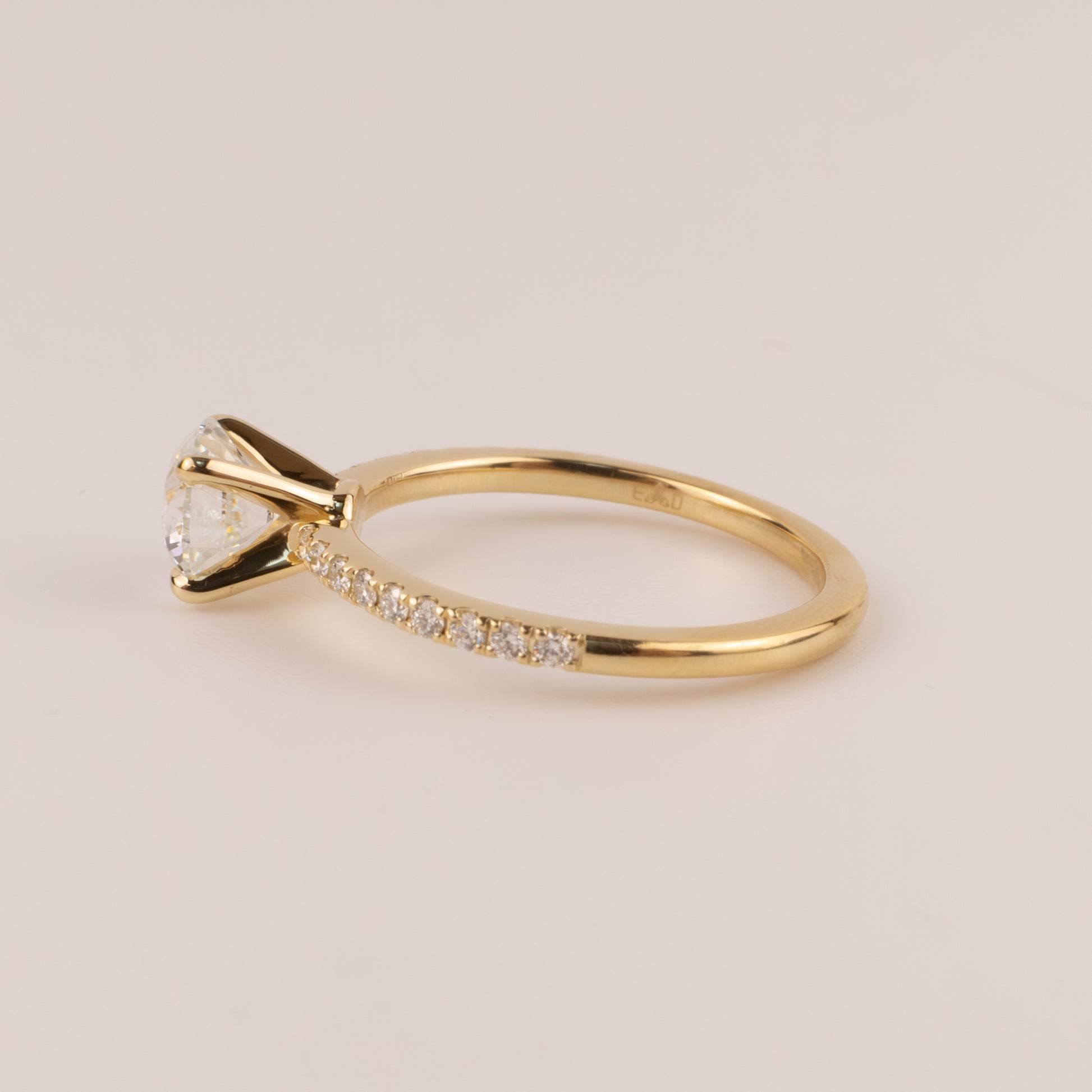 18KYG Round Diamond 1.01ct Accented Engagement Ring