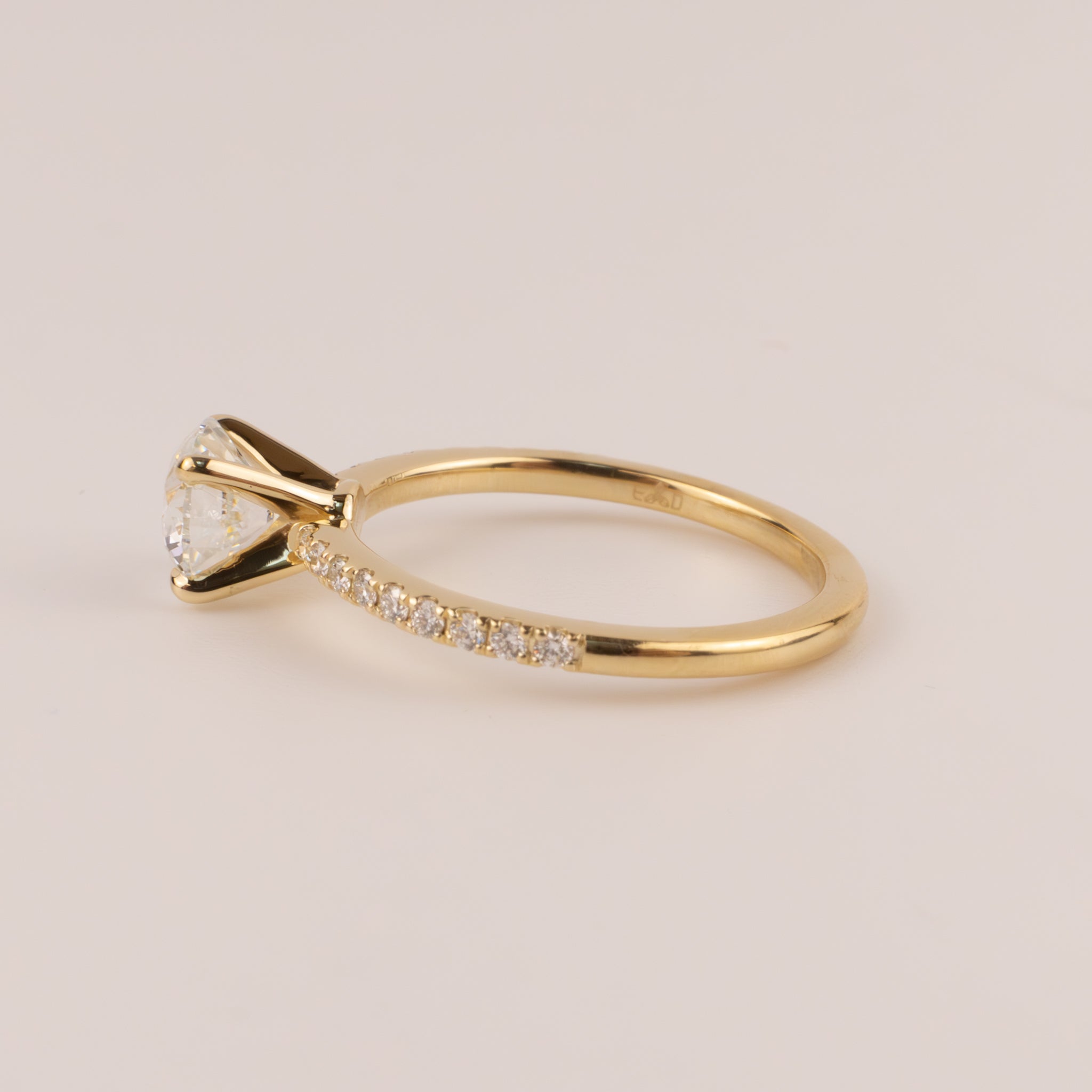 18KYG Round Diamond 1.01ct Accented Engagement Ring