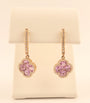 14KRG Pink Sapphire and Diamond Clover Drop Dangle Earrings
