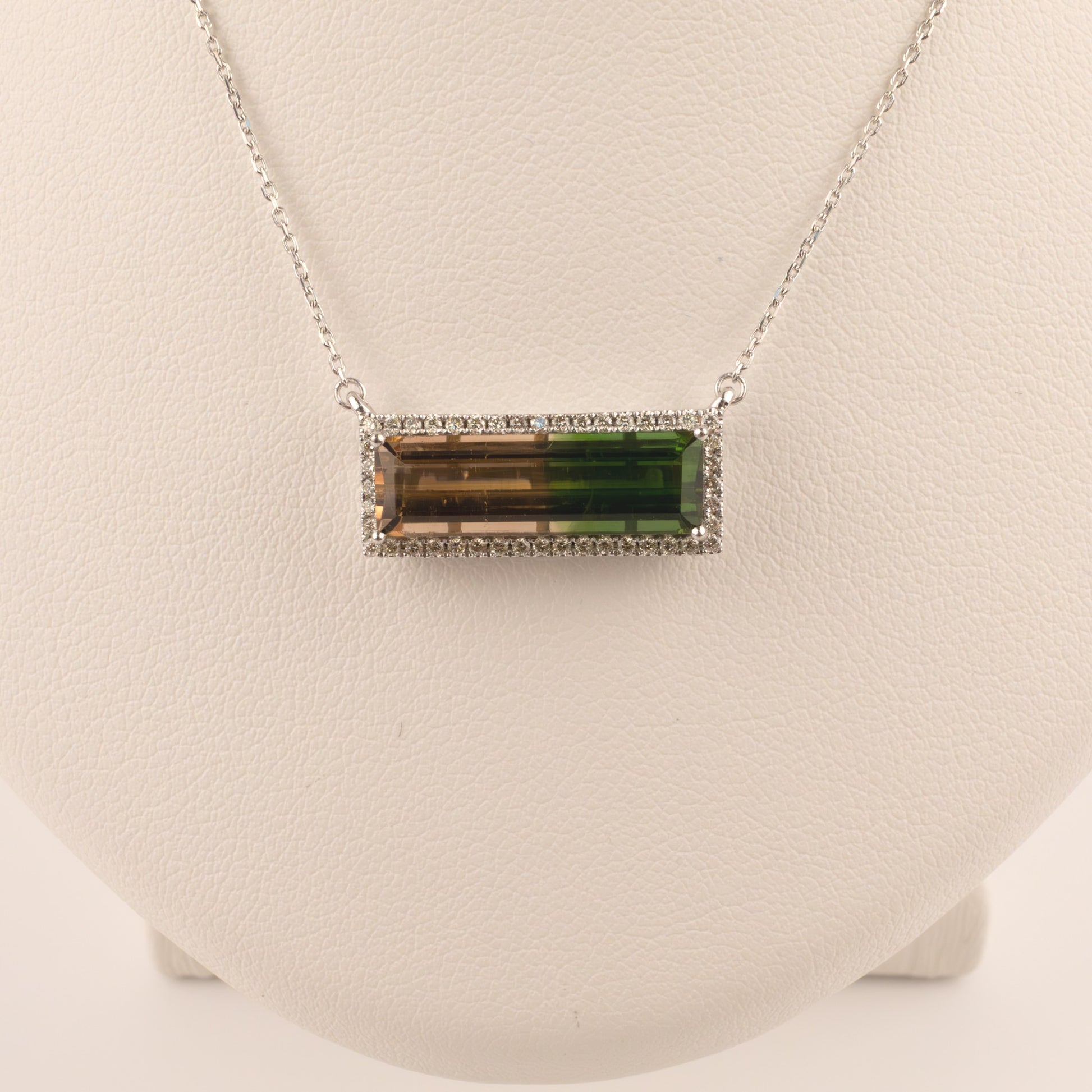 14KWG Watermelon Tourmaline and Diamond Necklace